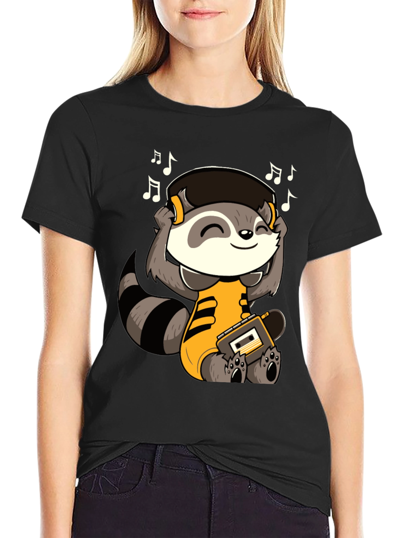 Black Raccoon Music Lover T-Shirt view 2