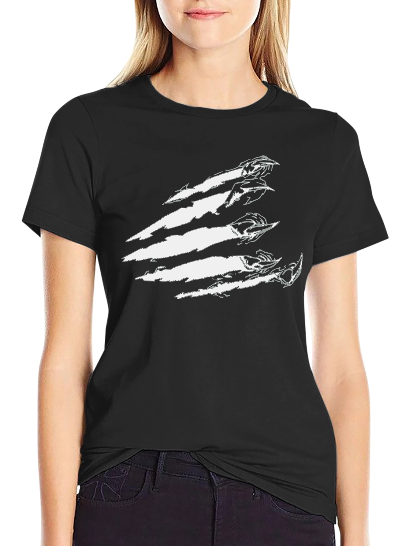 Black Claw Mark Graphic T-Shirt - Edgy Streetwear view 2