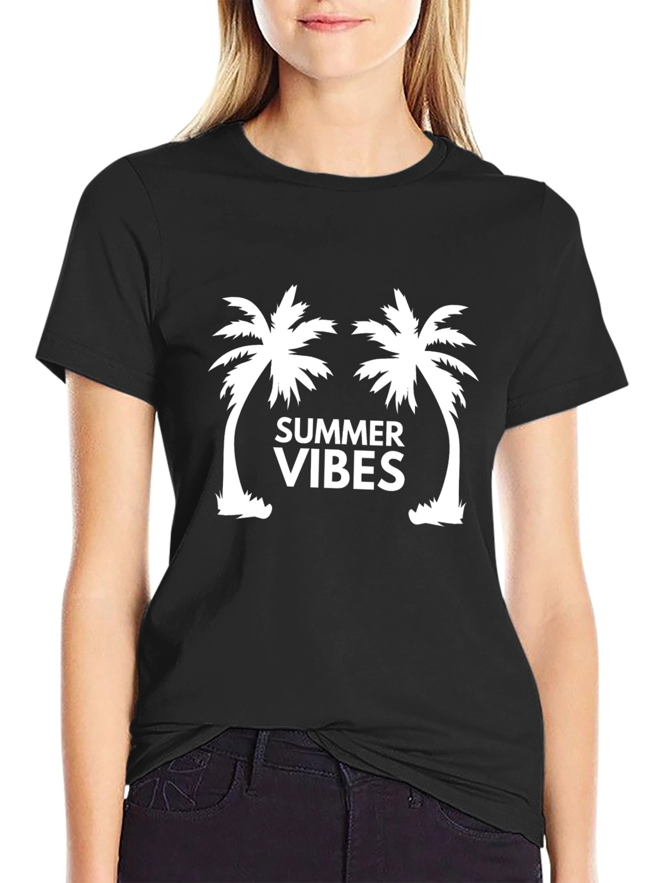 Black Summer Vibes Palm Tree T-Shirt view 2