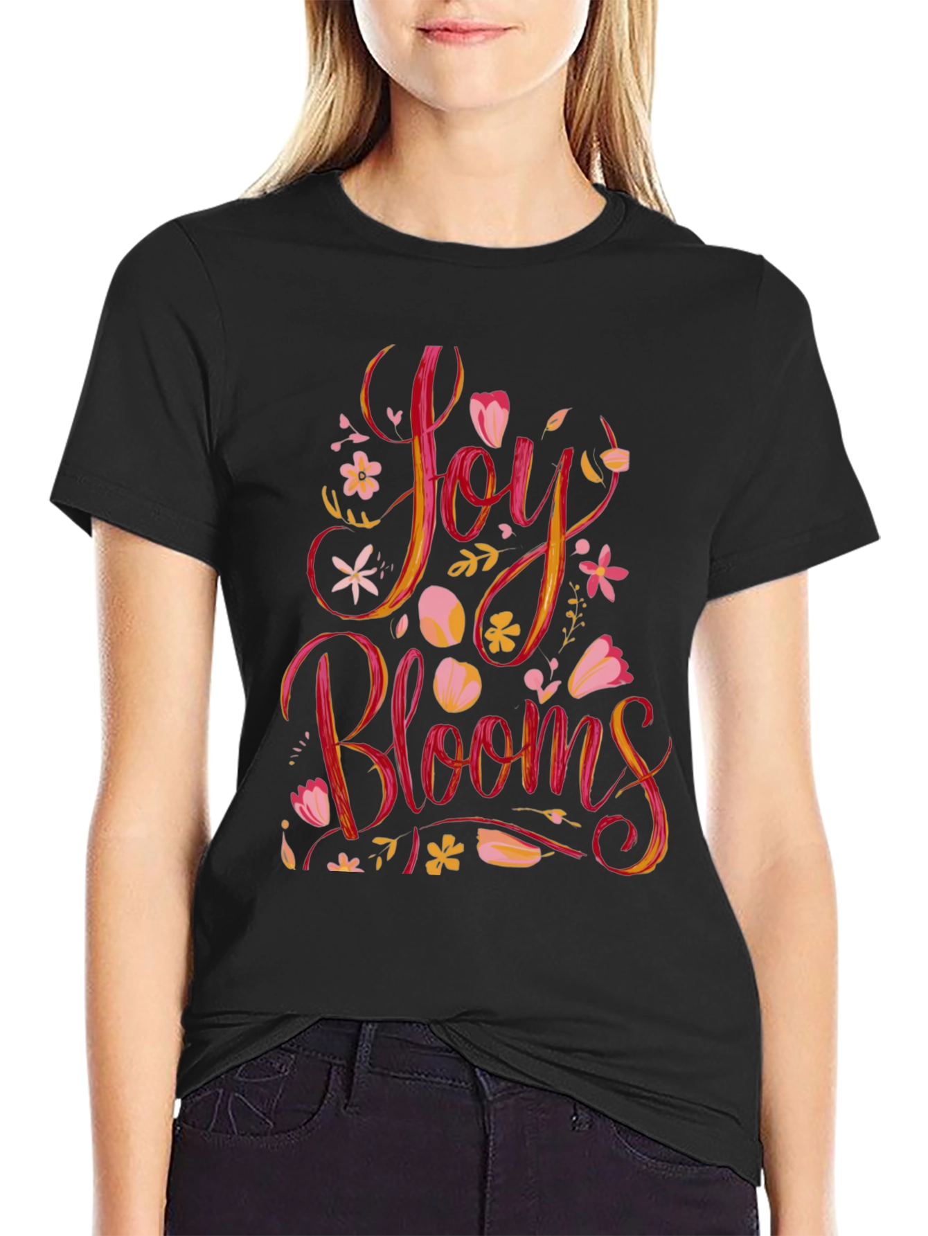 Black Joy Blooms Graphic Tee - Black view 2
