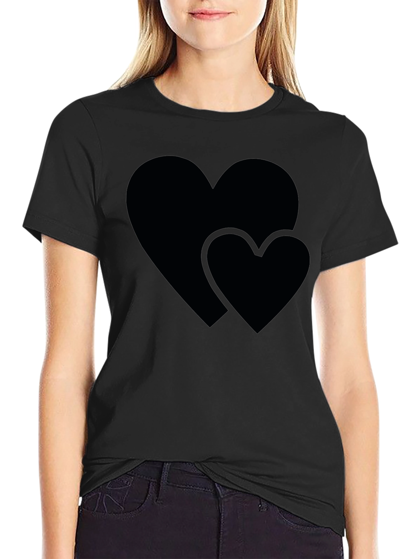 Black Heart Graphic Black Crew Neck Tee view 2