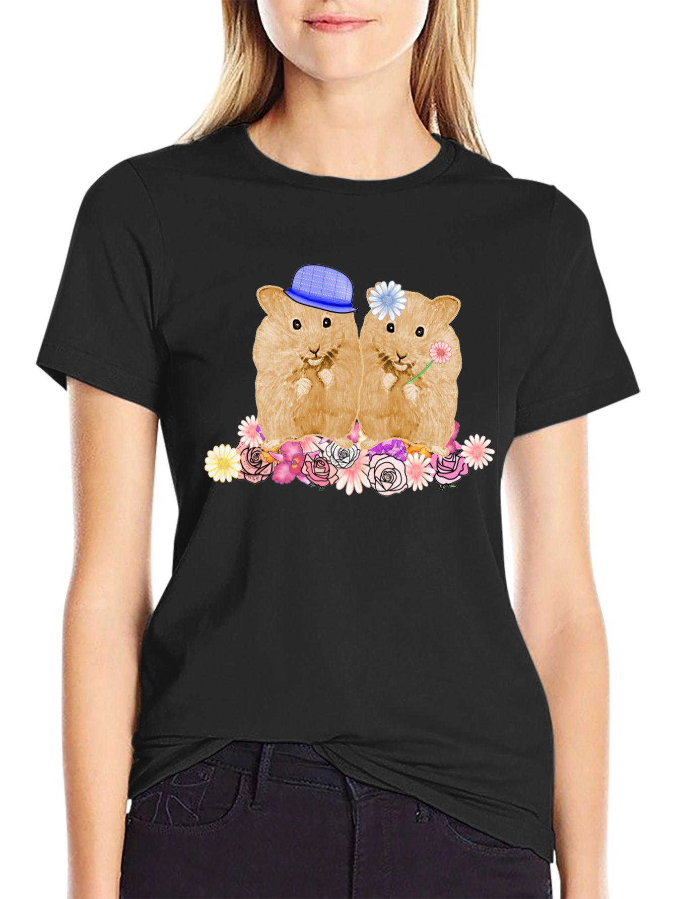 Black Hamster Couple T-Shirt Cute Animal Tee view 2
