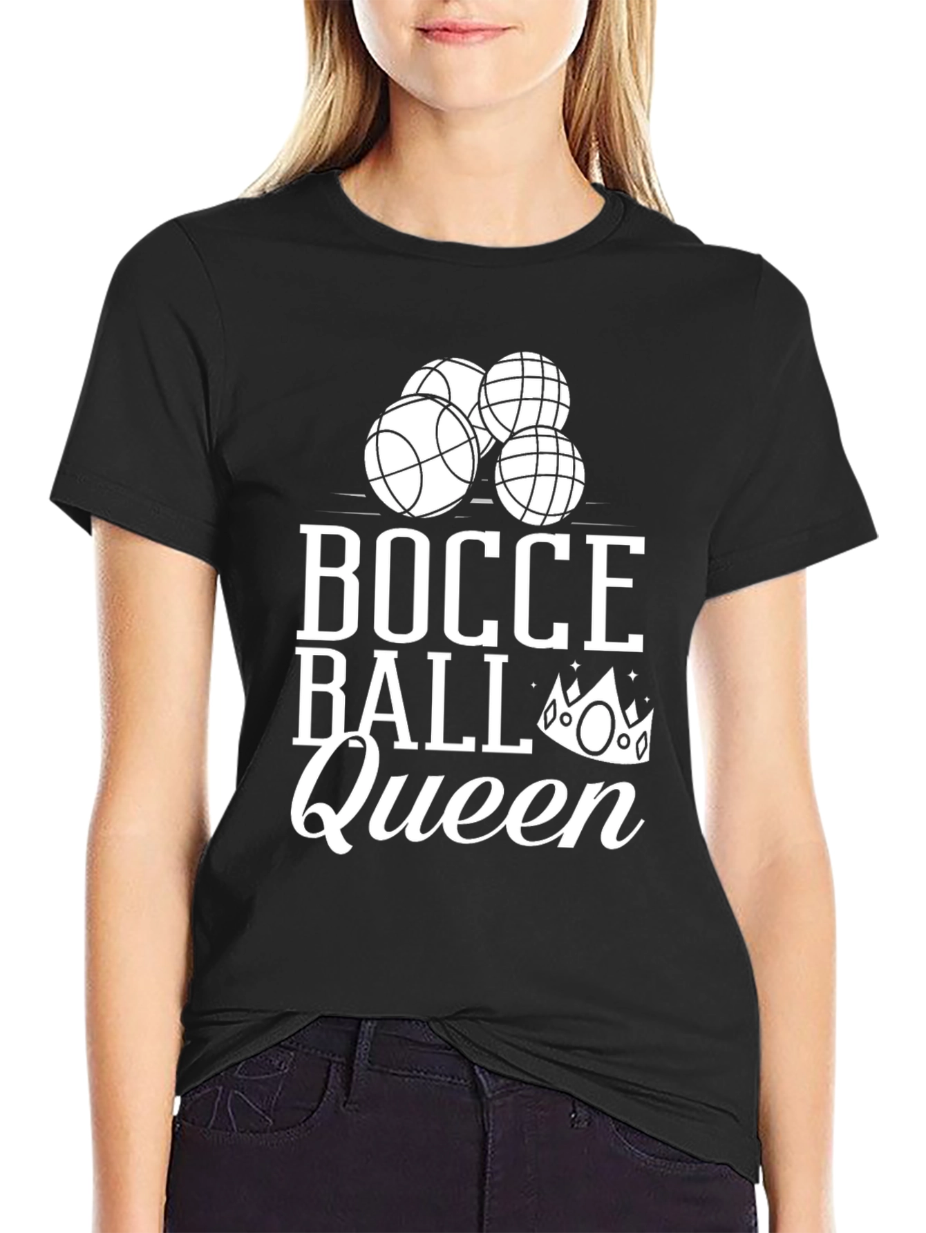 Black Bocce Ball Queen Graphic T-Shirt view 2