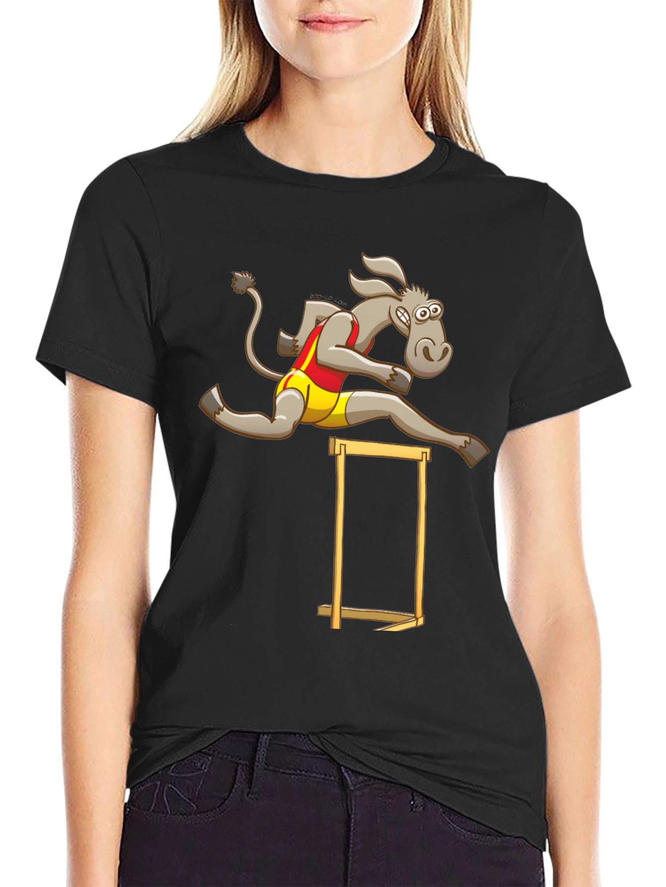 Black Donkey Hurdler Black T-Shirt view 2