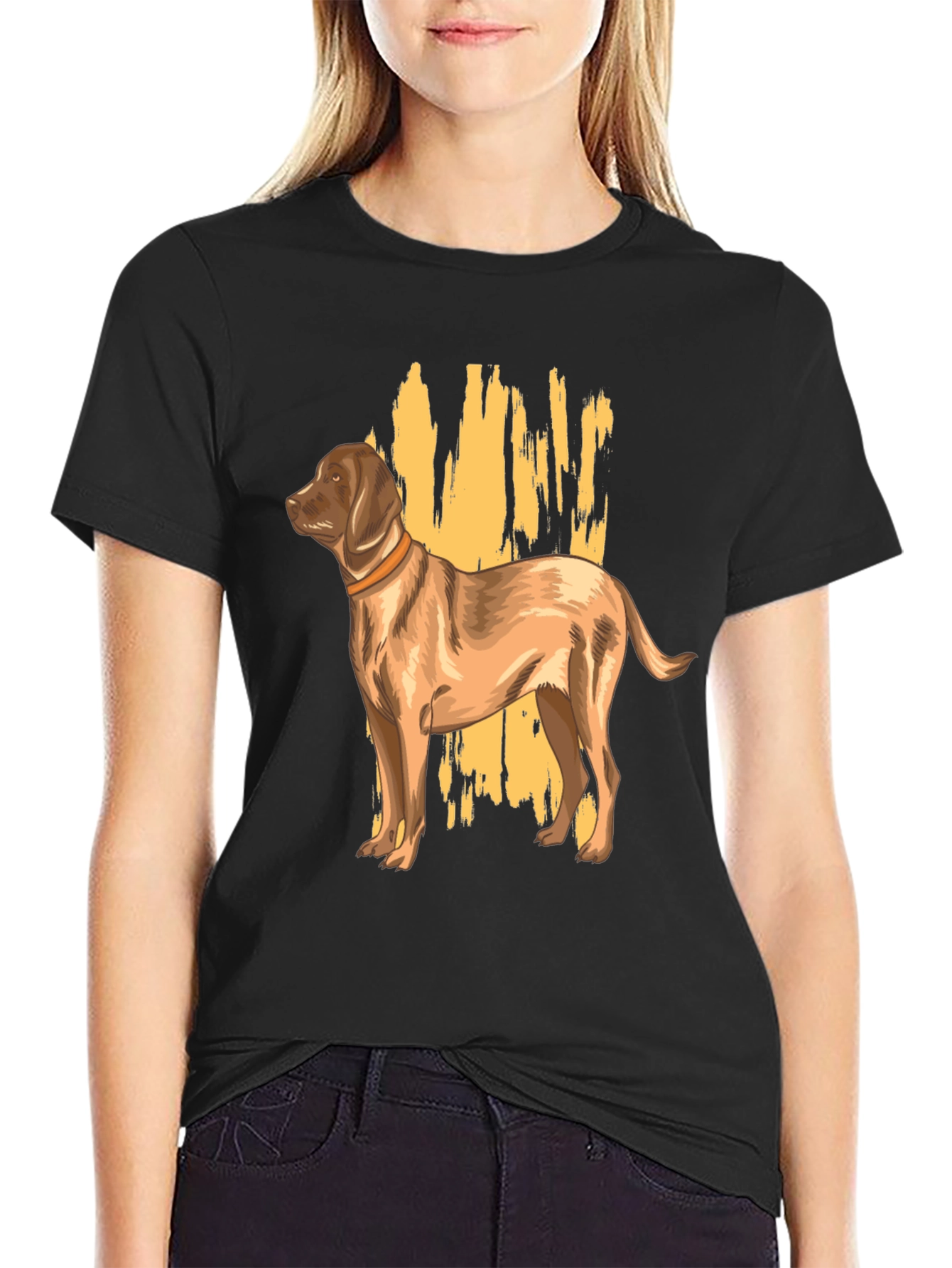 Black Dog Graphic T-Shirt - Black, Canine Lover Tee view 2