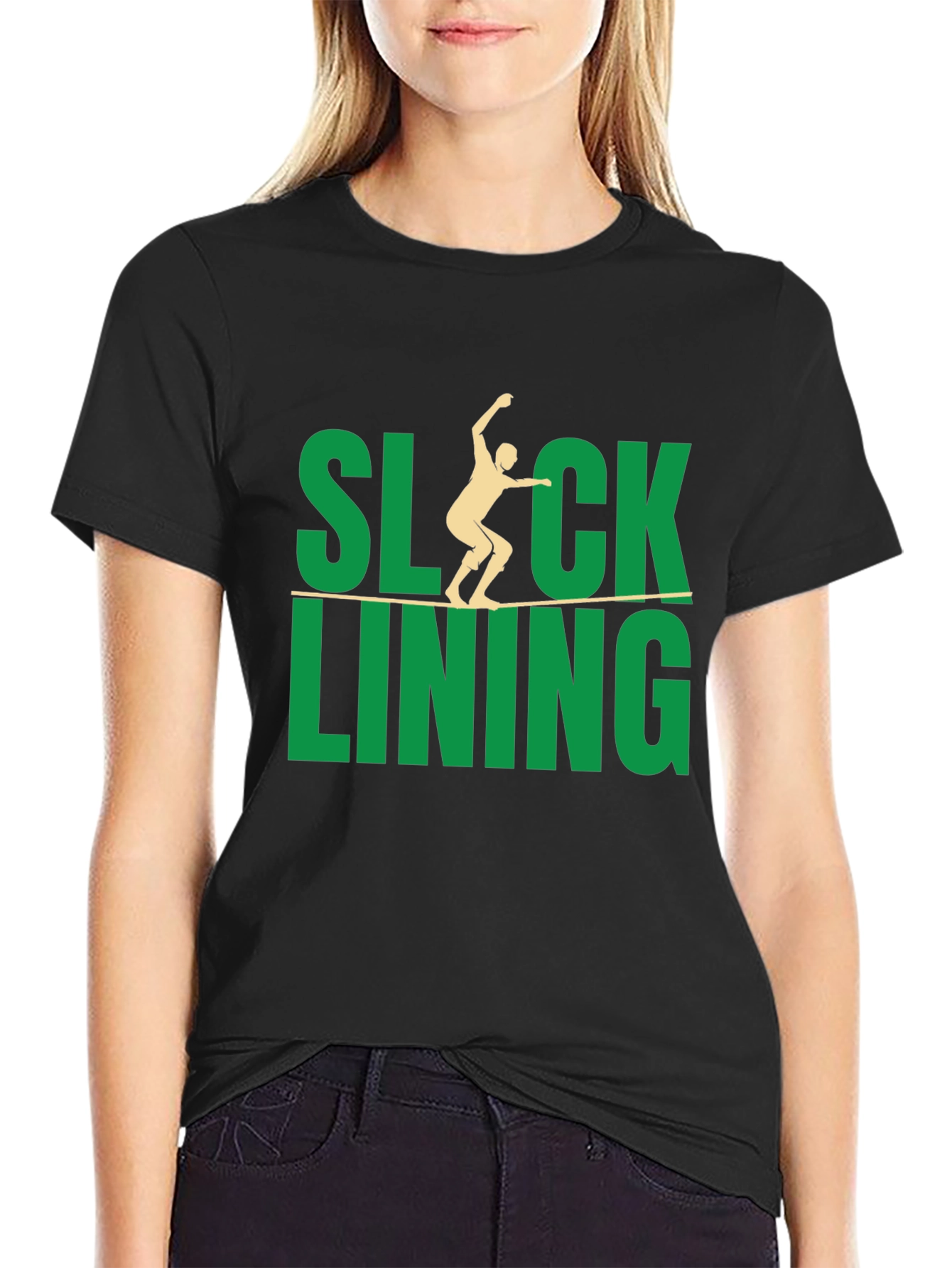 Black Slacklining Graphic T-Shirt view 2