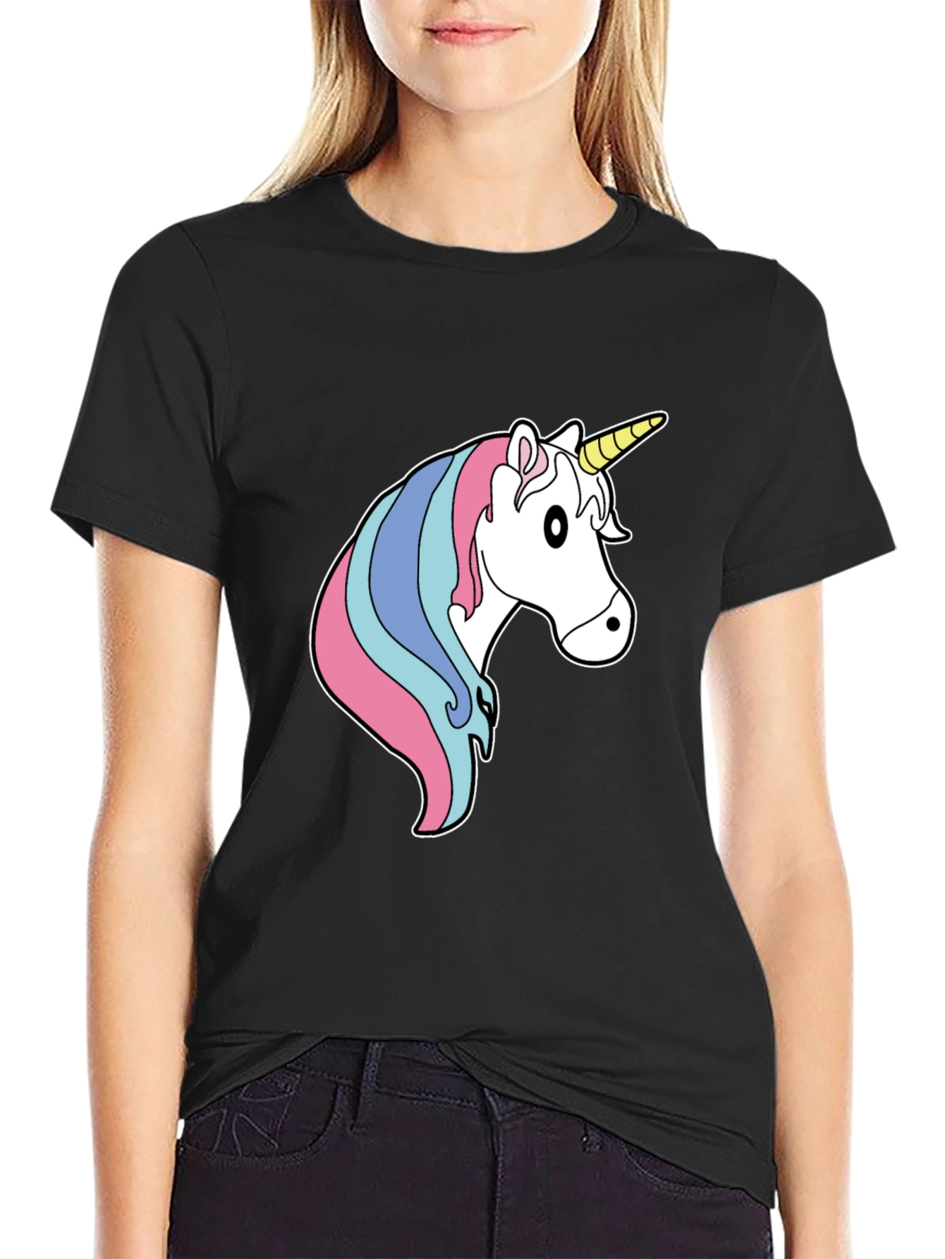 Black Unicorn Graphic Tee - Black Cotton Blend view 2