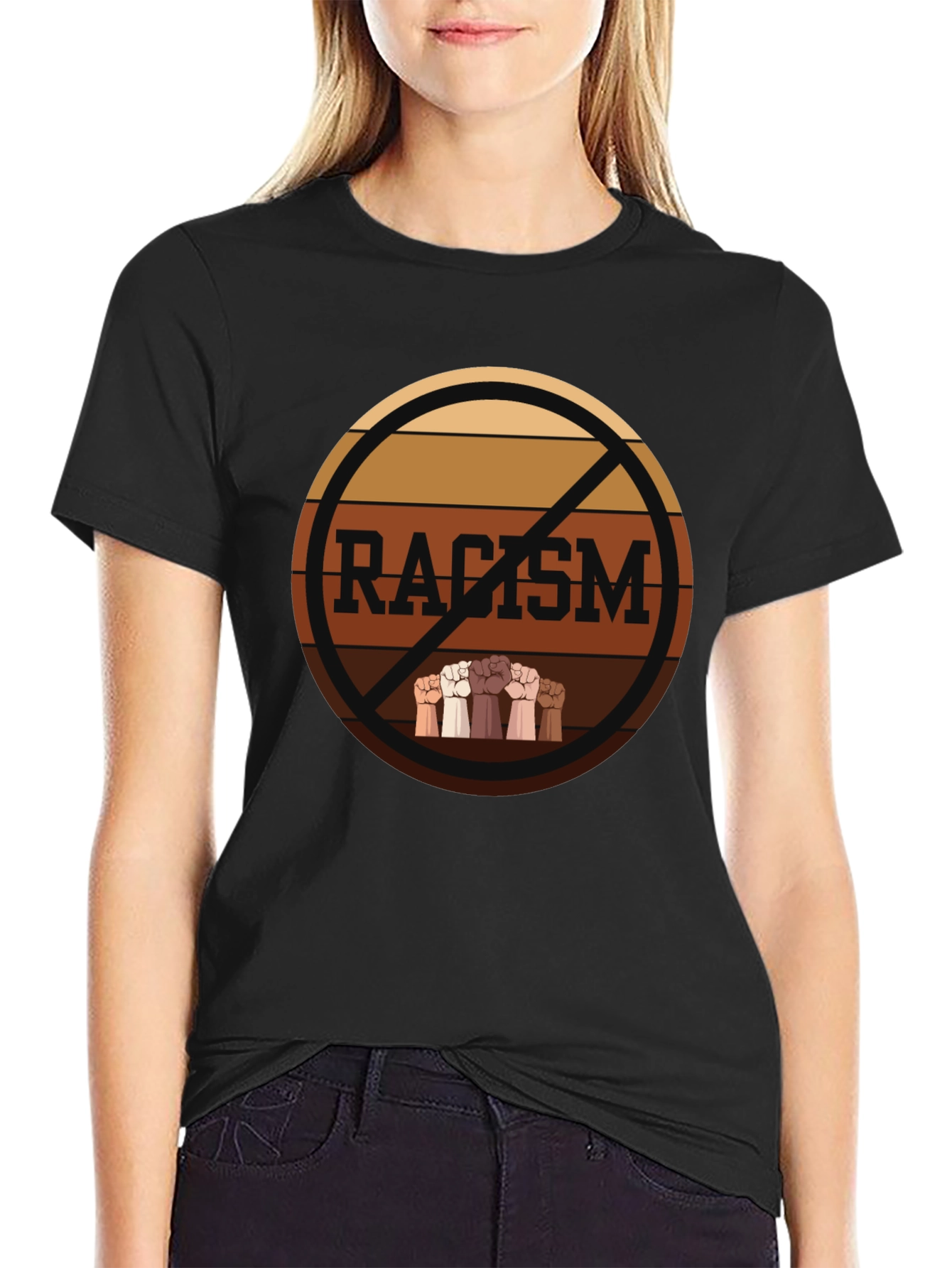 Anti Racism Fist Bump Graphic T-Shirt - 2