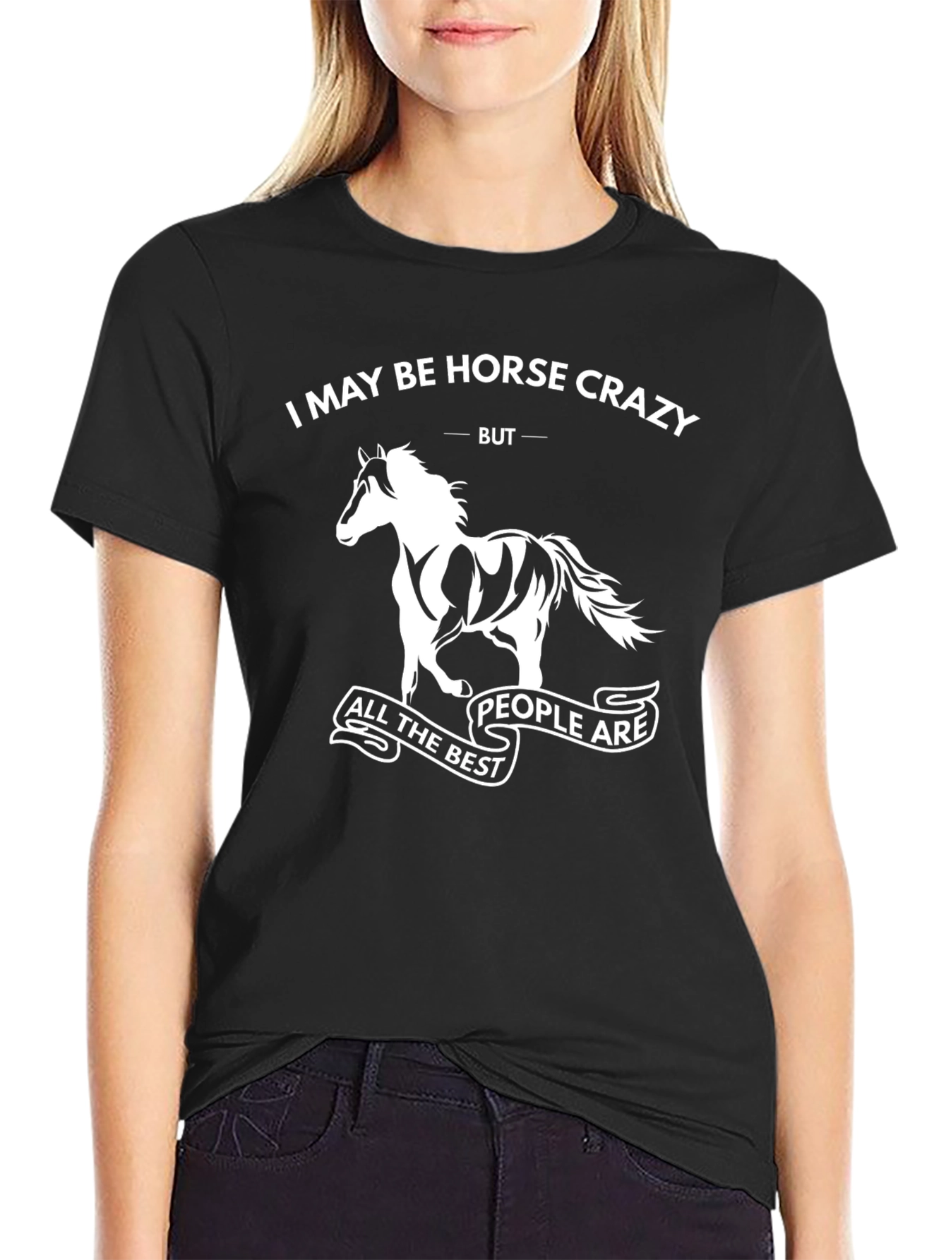 Black Horse Crazy Graphic Tee - Unisex Black T-Shirt view 2