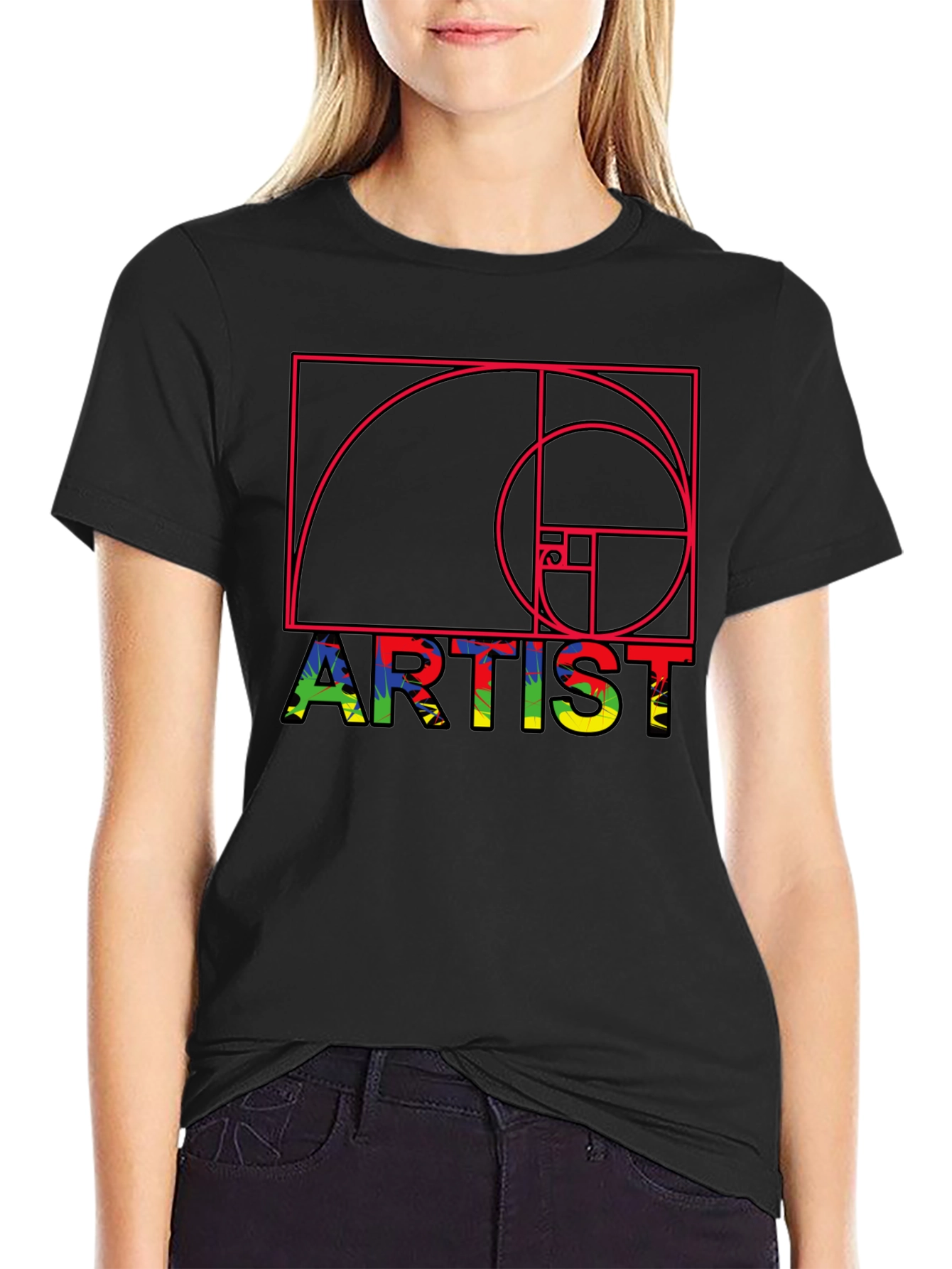 Black Artist Fibonacci Sequence Graphic Tee - Unique Design view 2