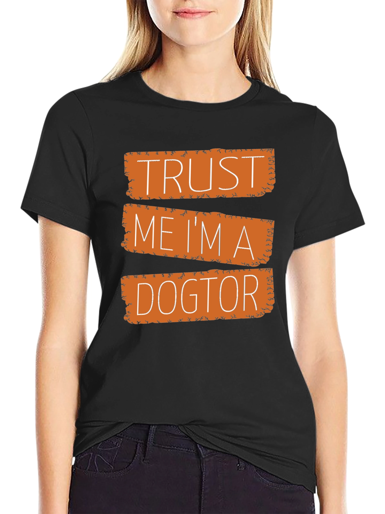 Black Trust Me I'm a Dogtor Black Graphic T-Shirt view 2