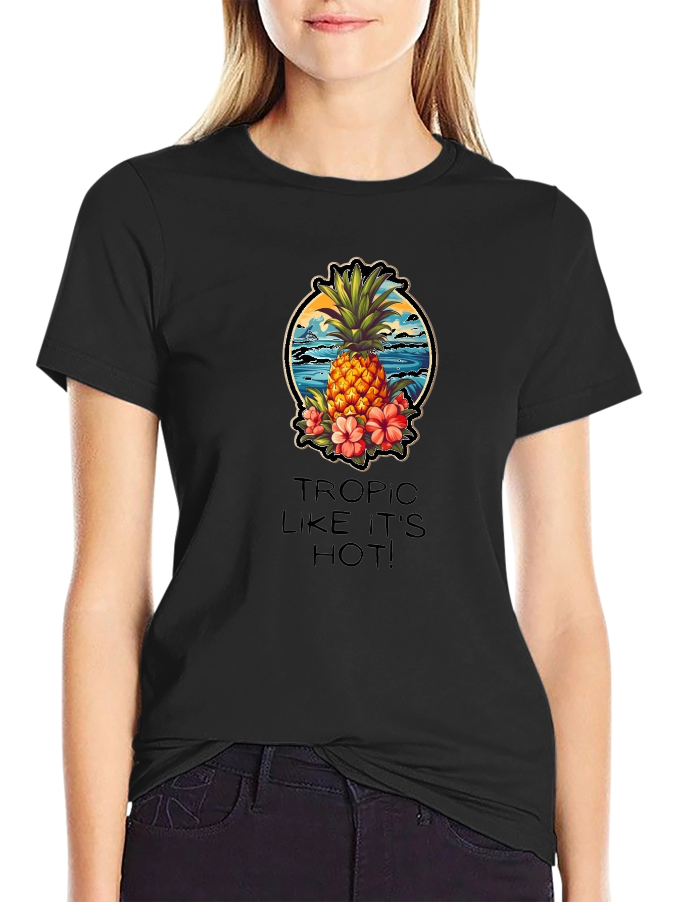 Black Tropical Pineapple Graphic Tee - Tropic Like It's Hot! view 2