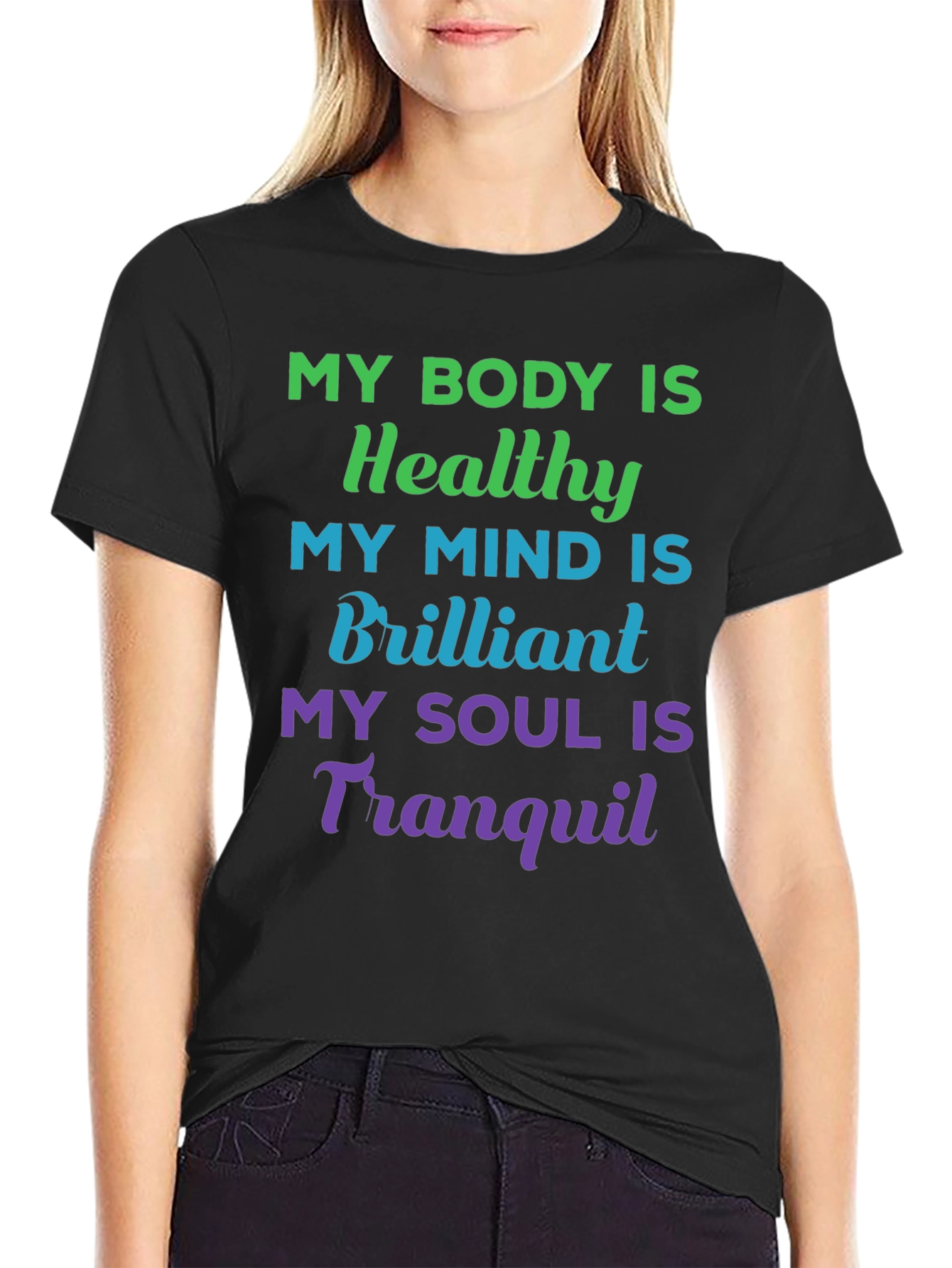 Healthy Mind, Body & Soul T-Shirt - Black - 2