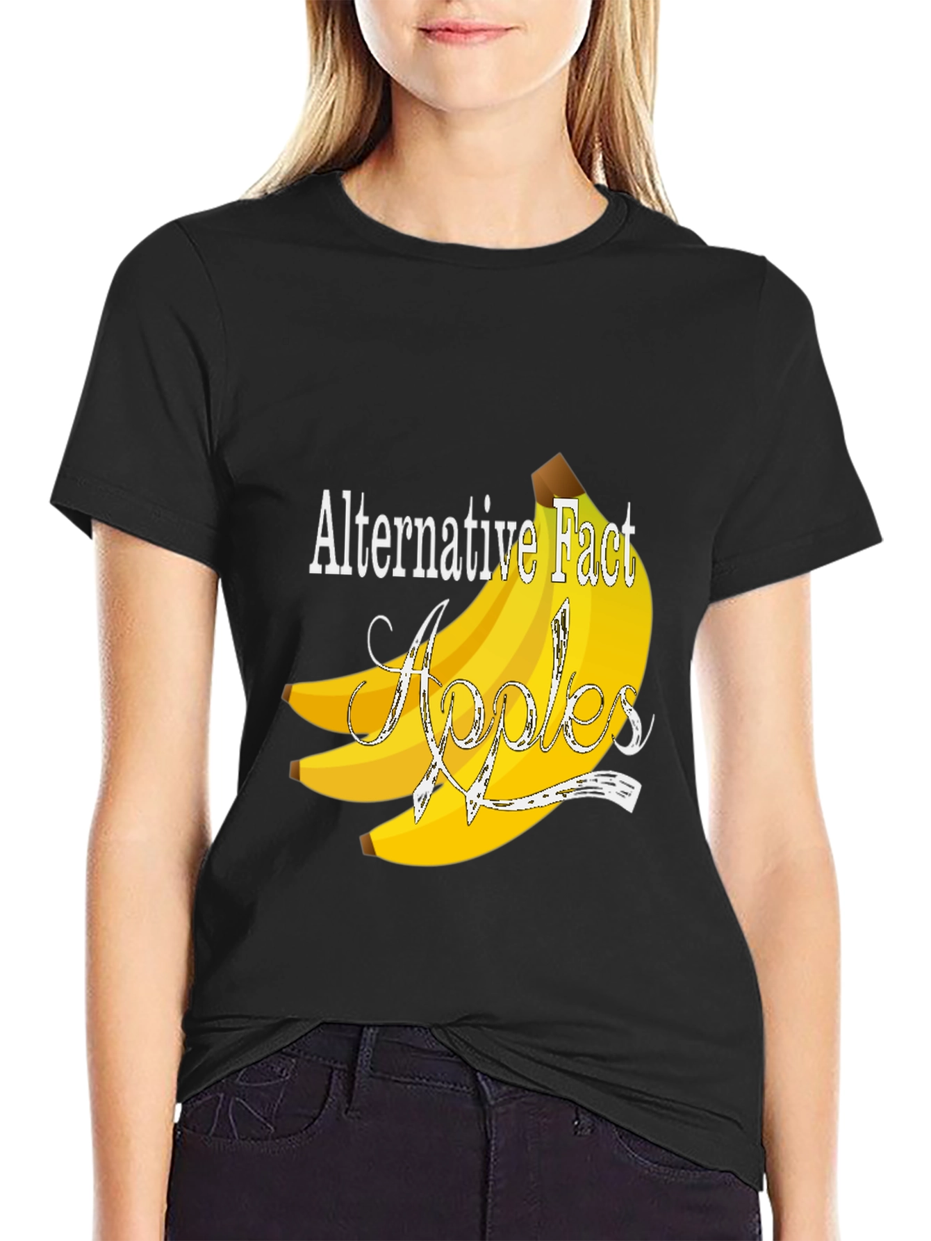 Black Alternative Fact Apples T-Shirt - Funny Banana Tee view 2