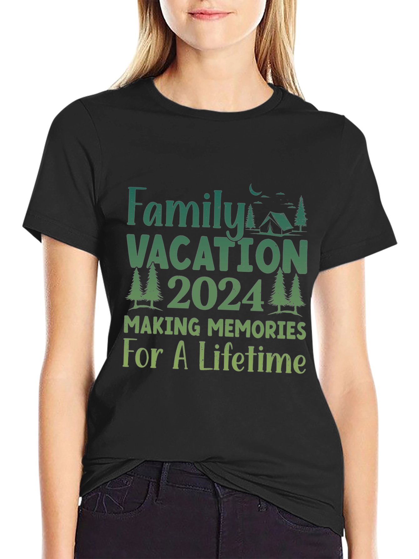 Black Family Vacation 2024 Camping Memories T-Shirt view 2