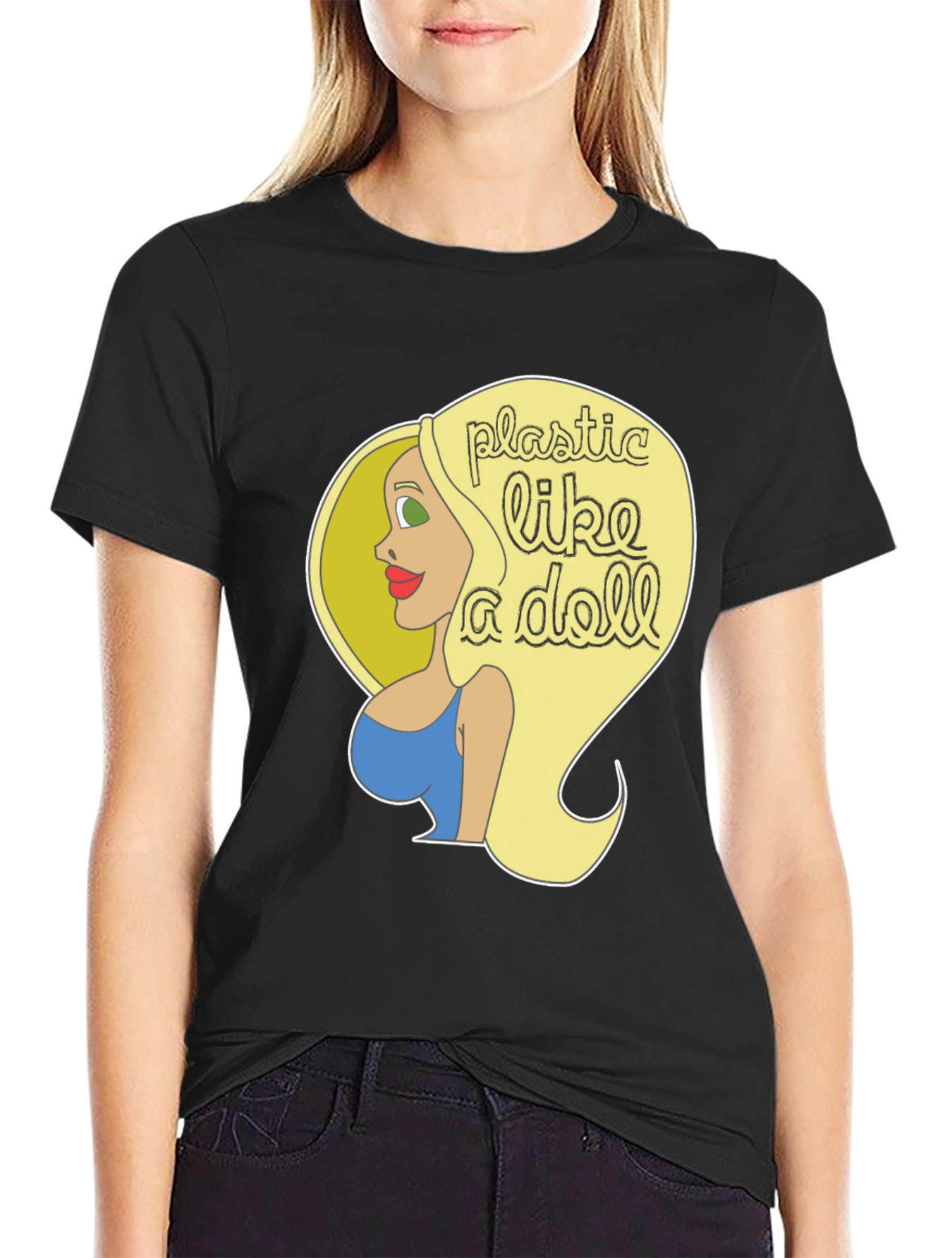 Black Plastic Doll Tee - Stylish Graphic T-Shirt view 2