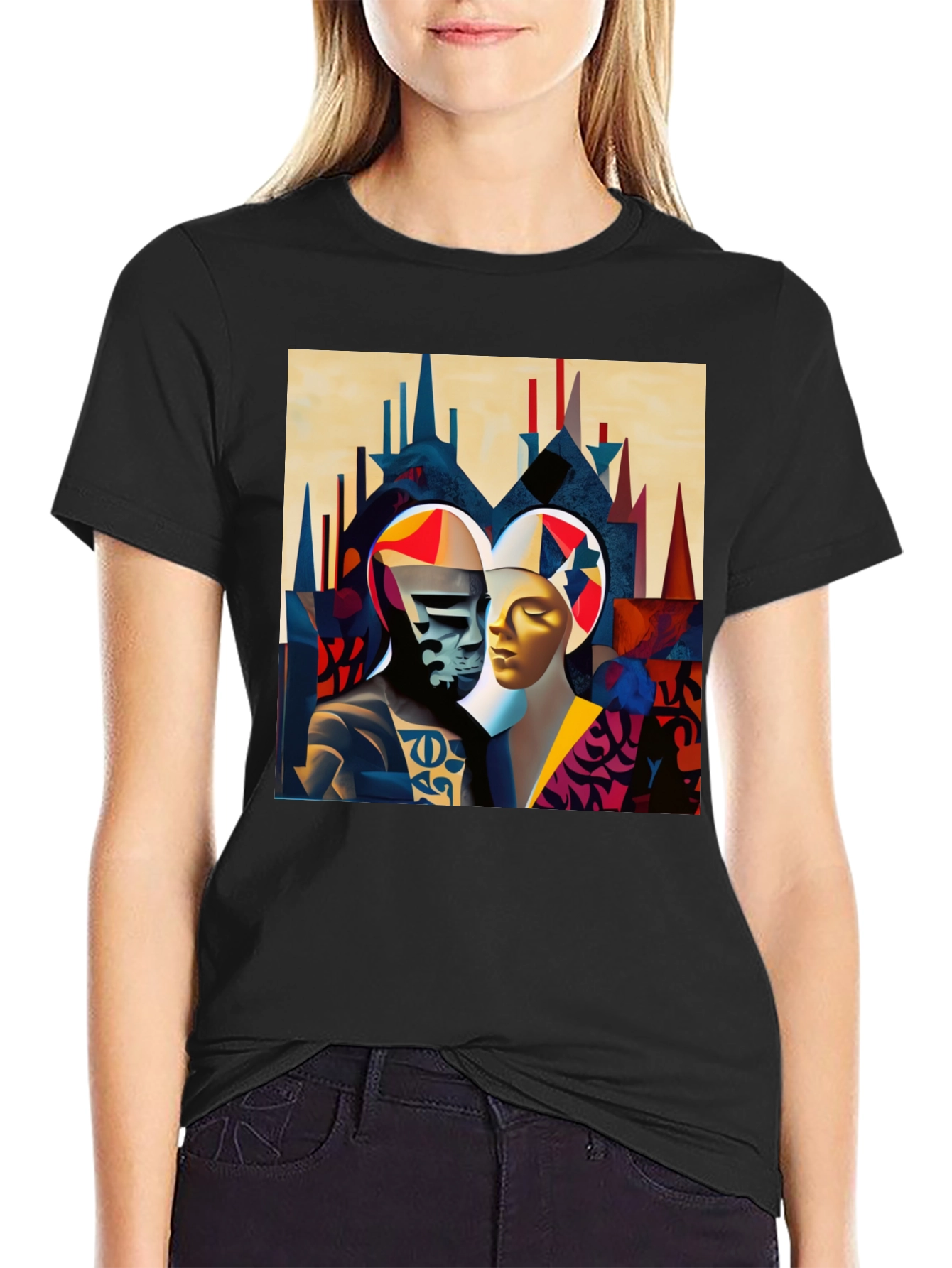 Black Abstract Art Graphic Tee view 2