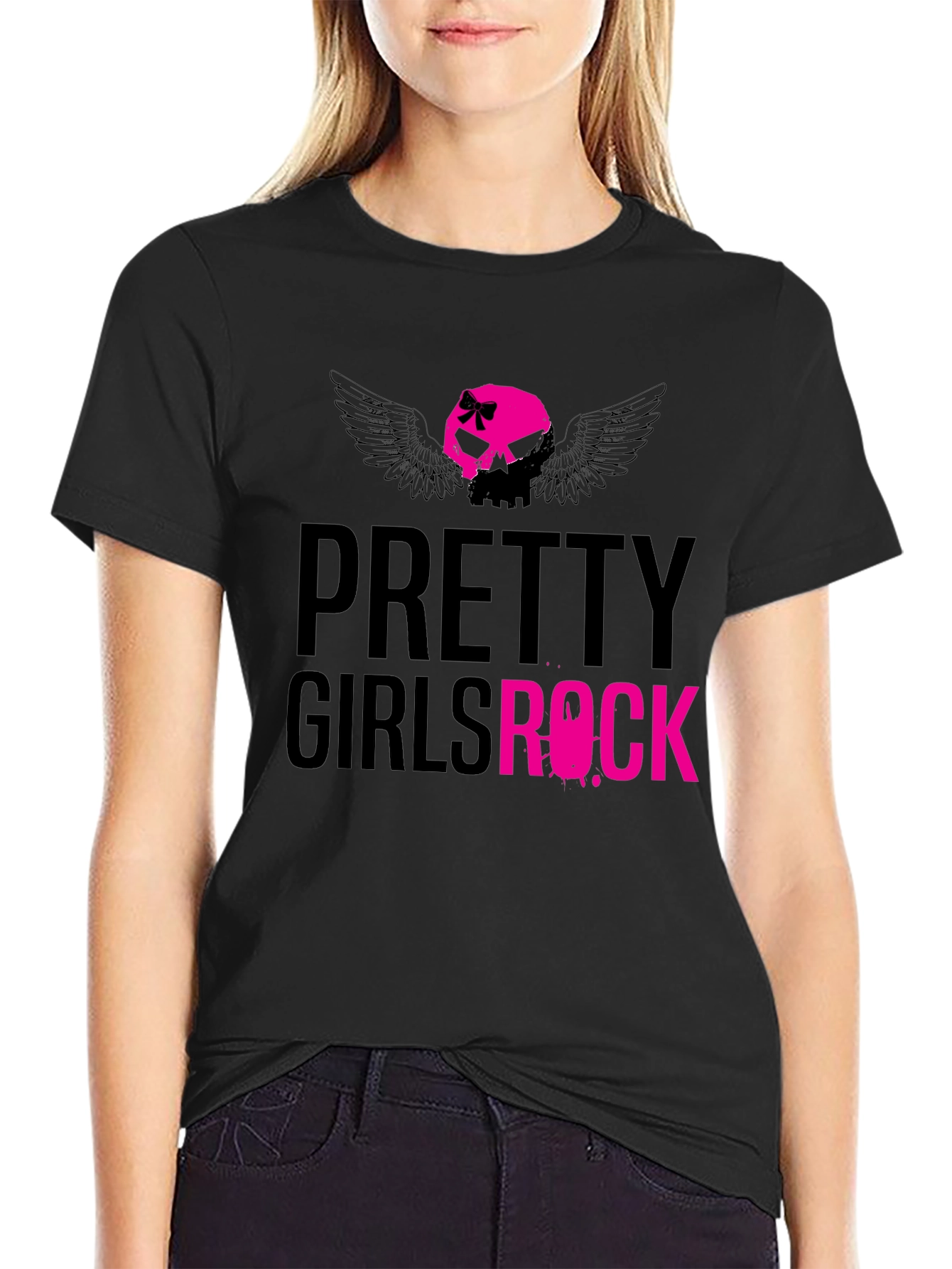Black Pretty Girls Rock Graphic T-Shirt view 2