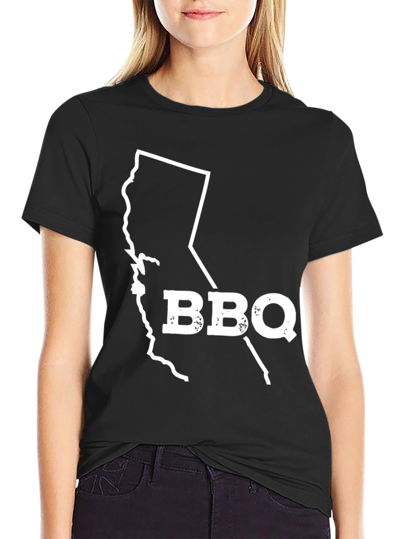 Black BBQ California State Silhouette Graphic Tee view 2