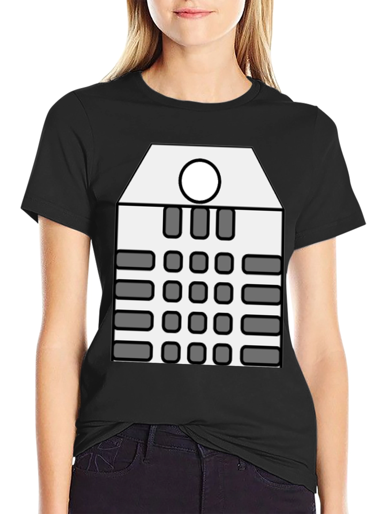 Black Geometric Grid Graphic Tee - Modern Minimalist Design view 2