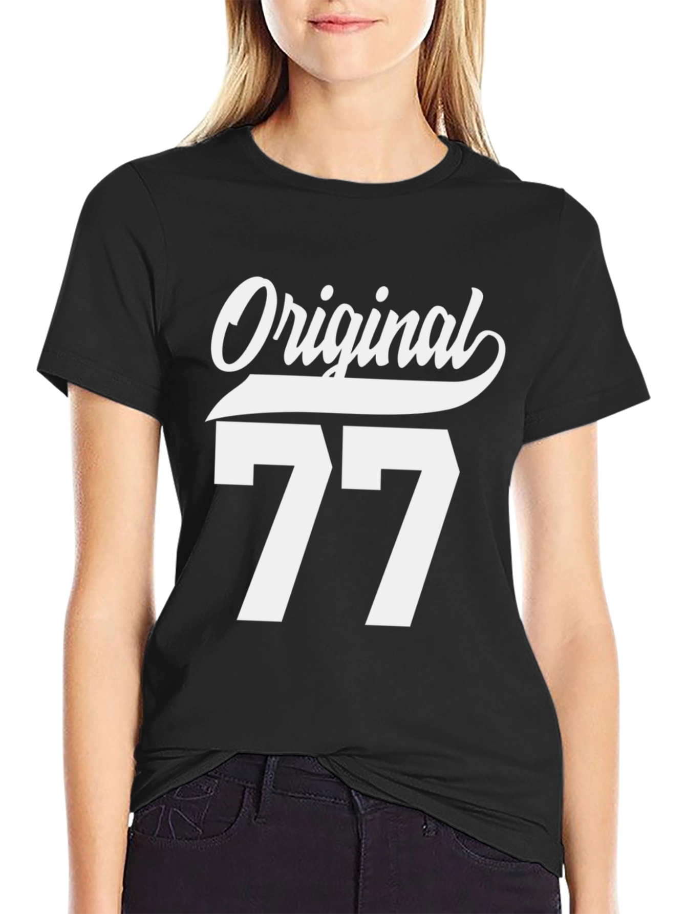 Black Original 77 Graphic Tee - Cool Retro Style view 2