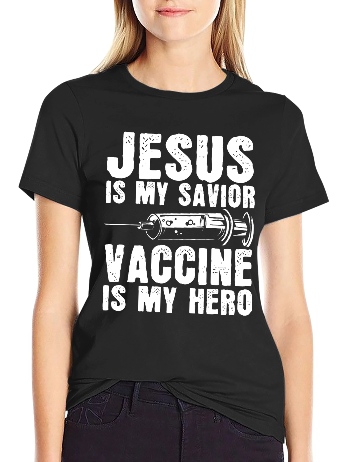 Jesus is my Savior, Vaccine is my Hero Graphic Tee - 2