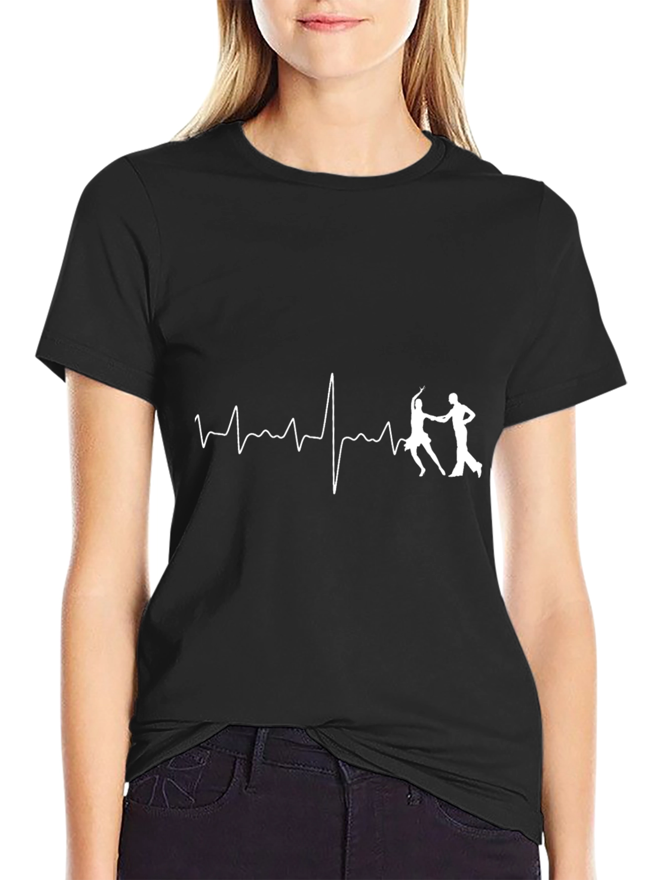 Black Dance Heartbeat T-Shirt - Black Graphic Tee view 2