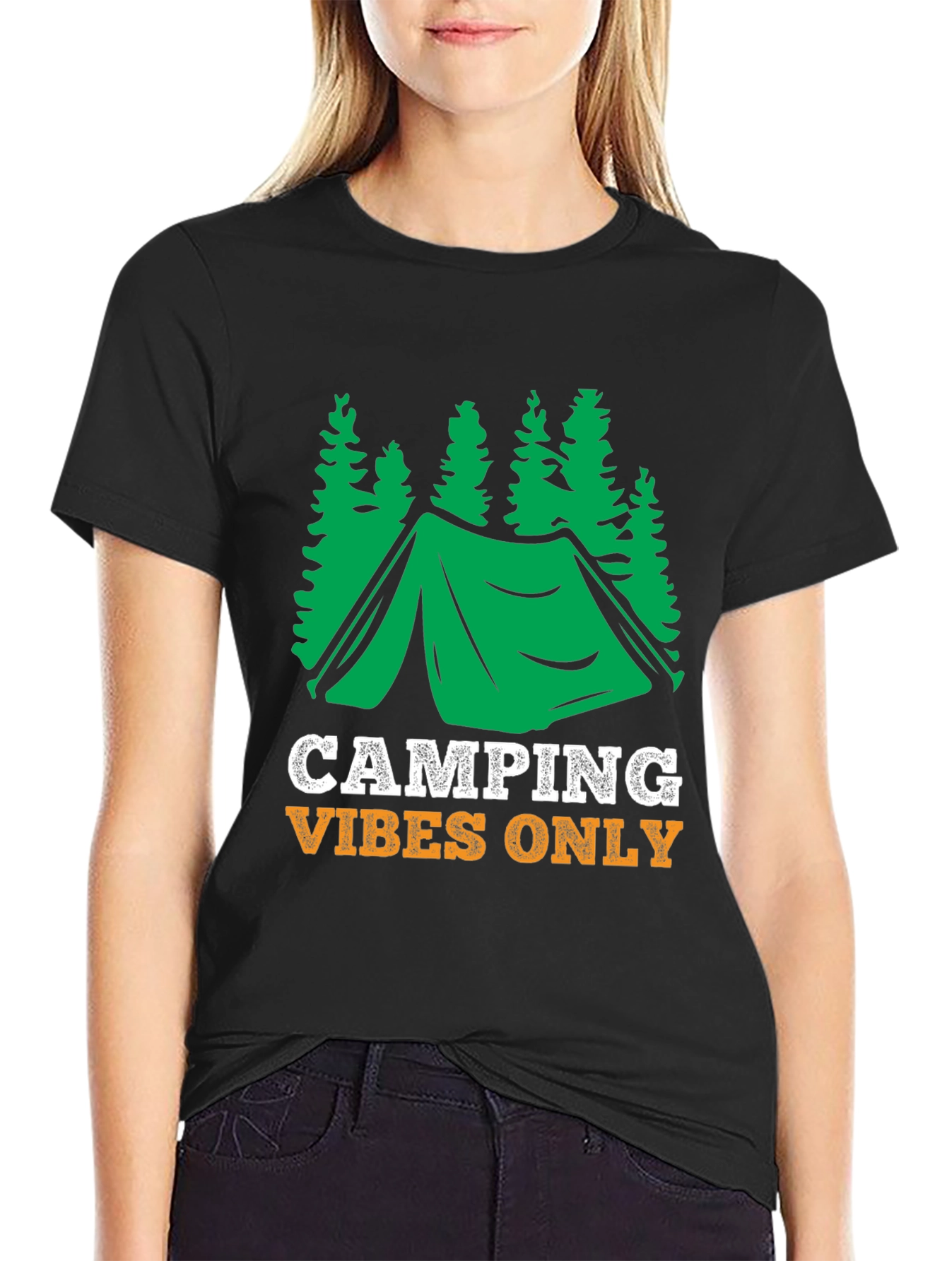 Black Camping Vibes Only Graphic Tee - Black view 2