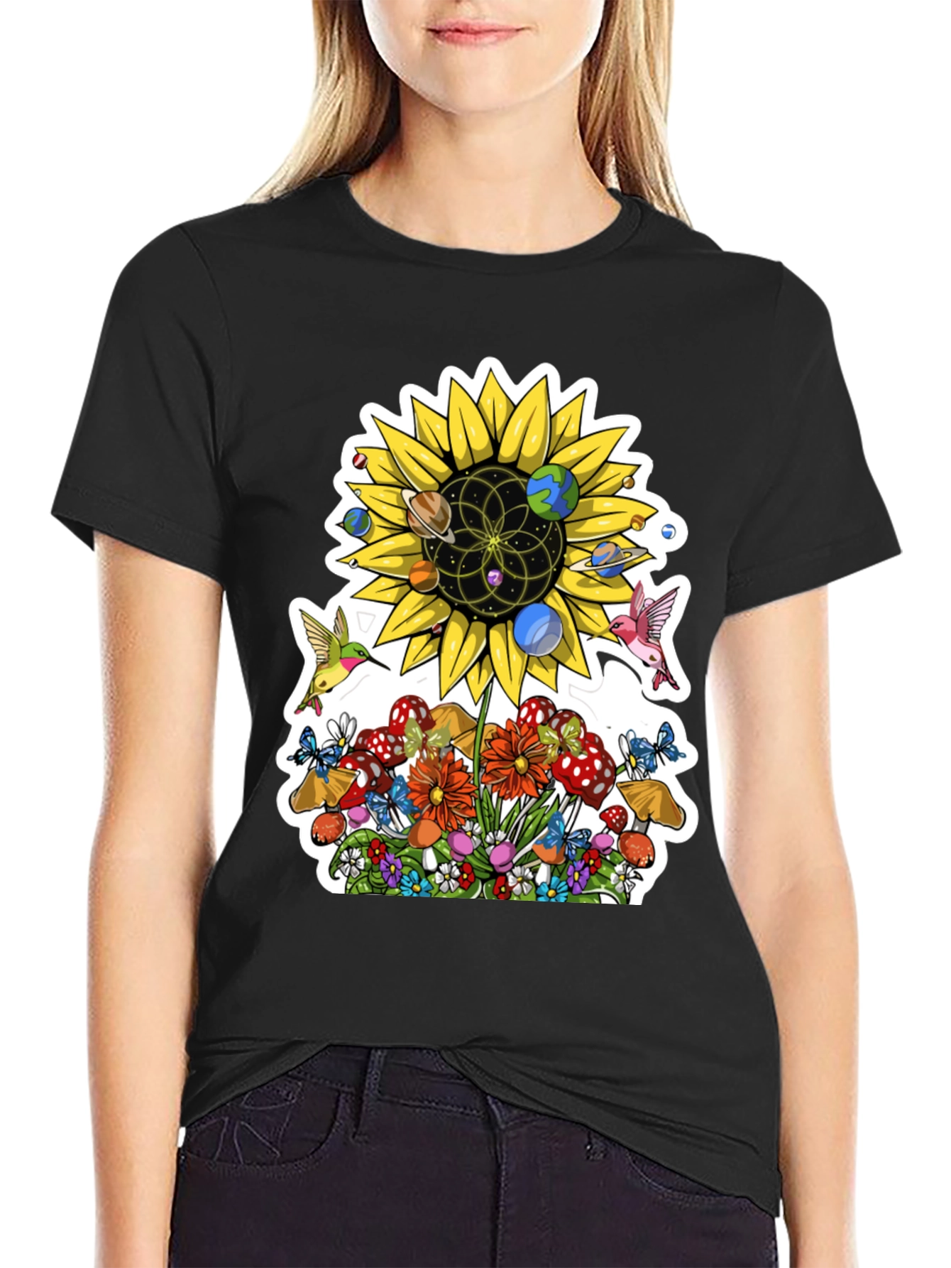 Black Nature Print Graphic Tee view 2