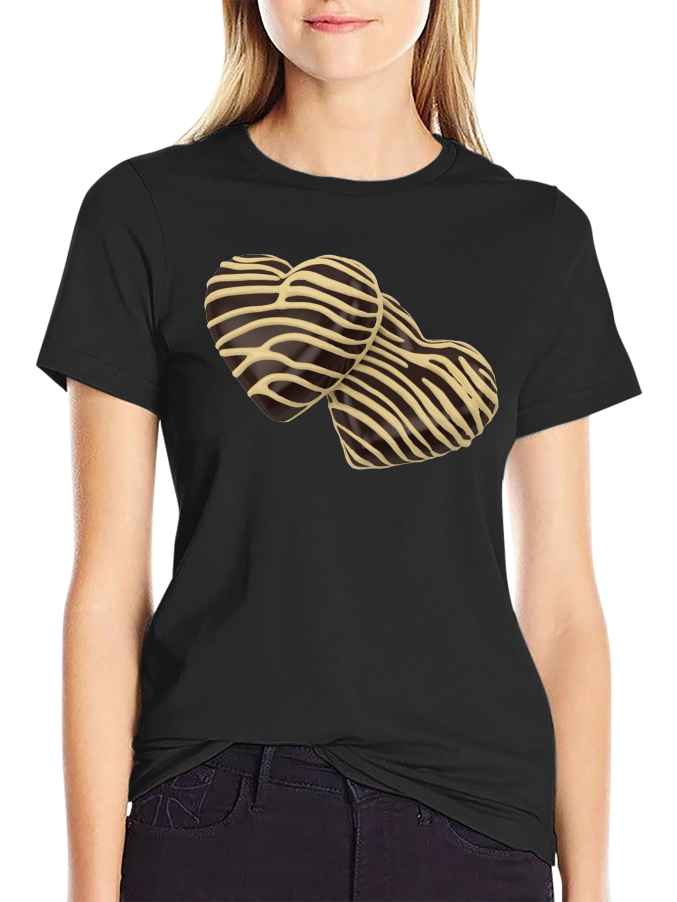 Black Heart Zebra Print T-Shirt - Stylish Graphic Tee view 2