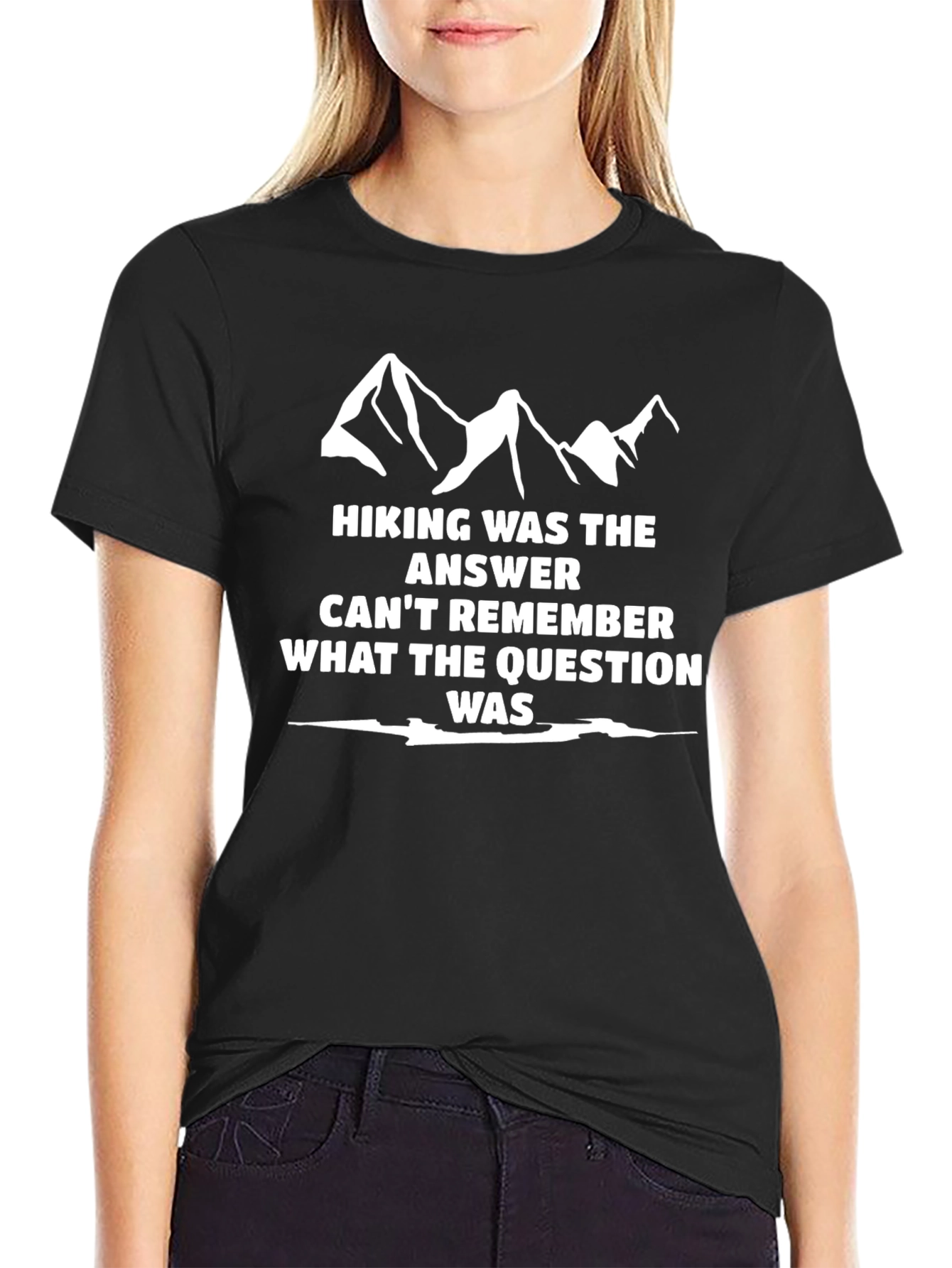 Black Hiking Answer T-Shirt - Mountain Graphic Tee view 2