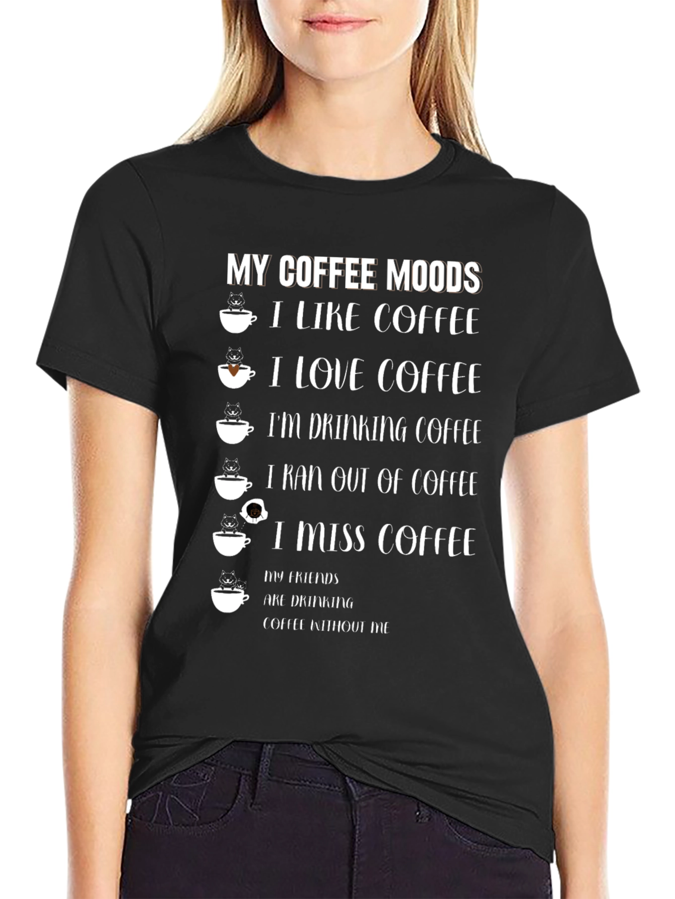 Black Coffee Moods Graphic T-Shirt view 2