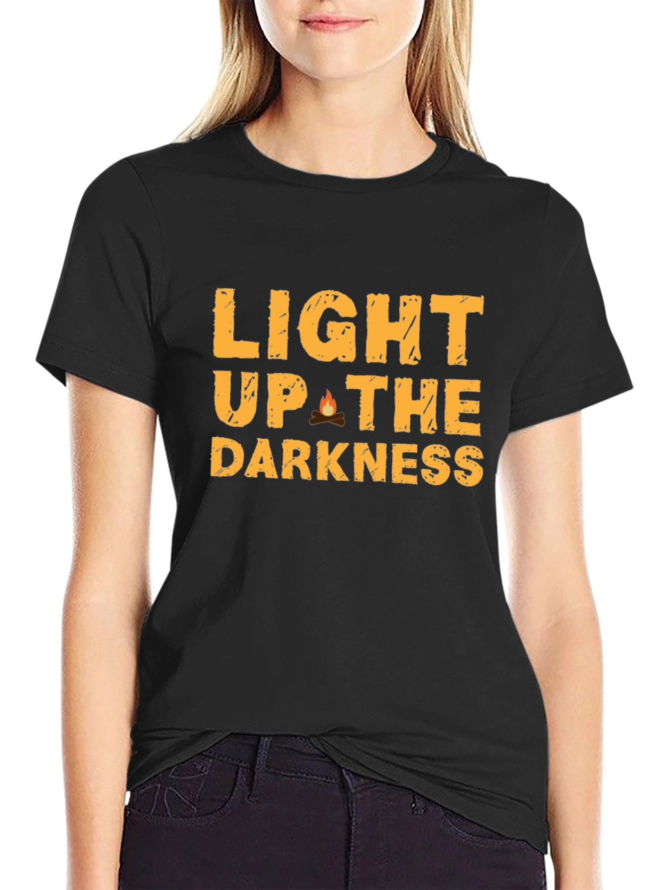 Black Light Up the Darkness Graphic Tee - Black view 2
