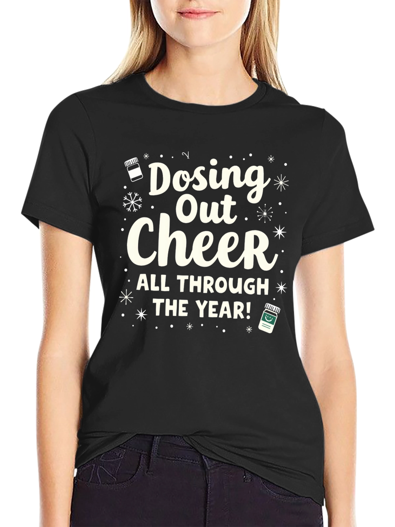 Black Dosing Out Cheer T-Shirt - Holiday Black Tee view 2