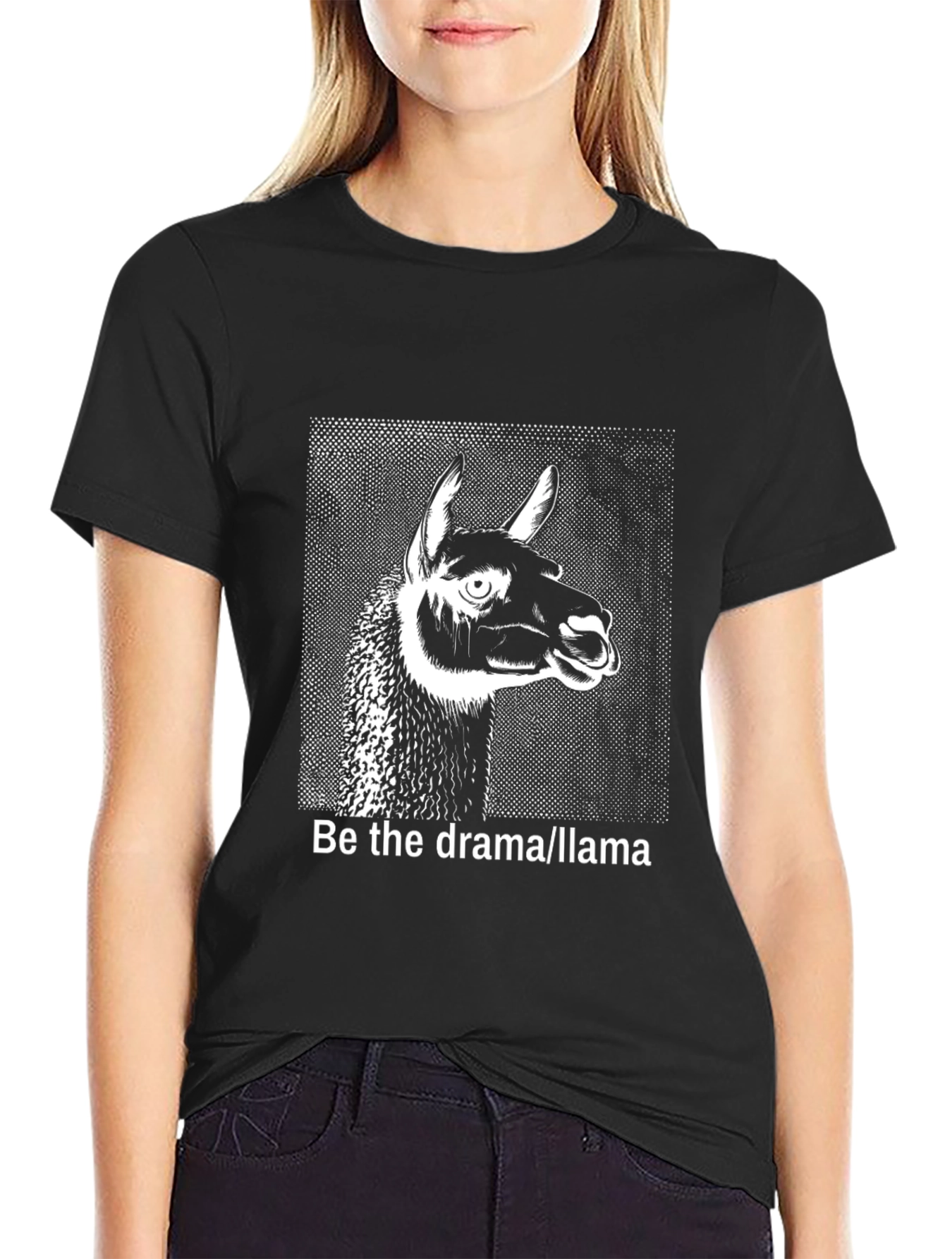 Black Be the Drama Llama Graphic T-Shirt view 2