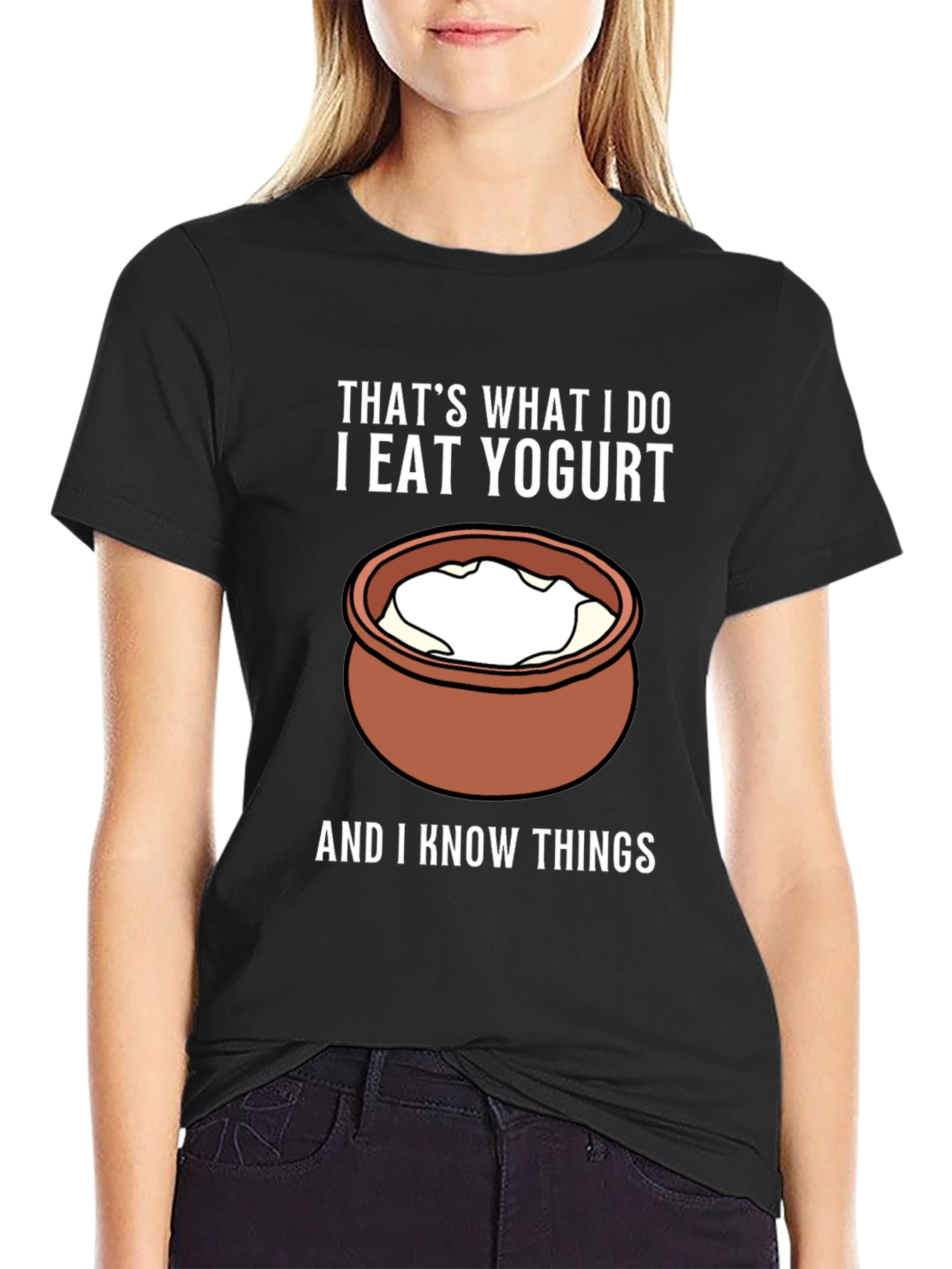 Black That's What I Do I Eat Yogurt T-Shirt view 2