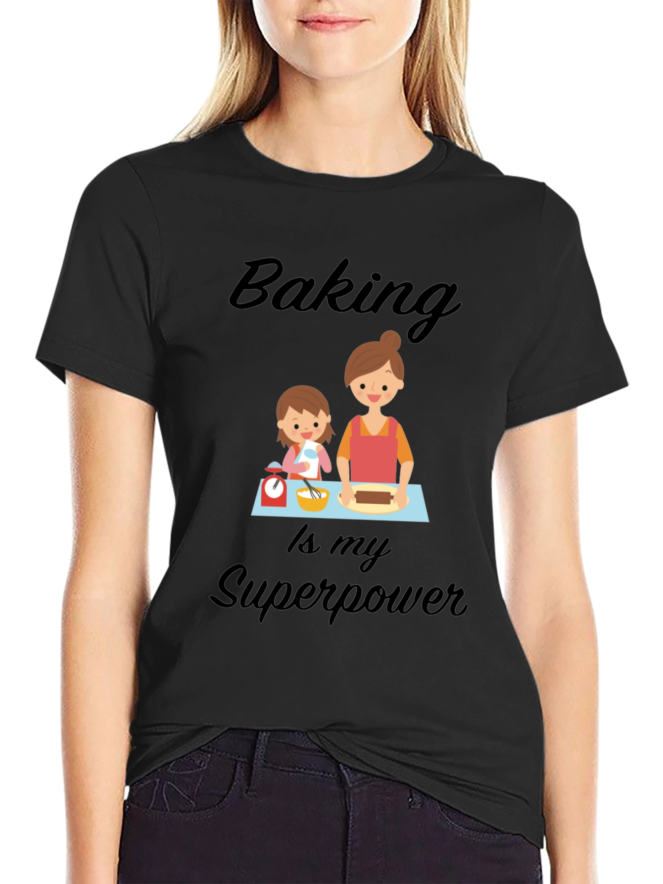 Black Baking is My Superpower Black T-Shirt view 2