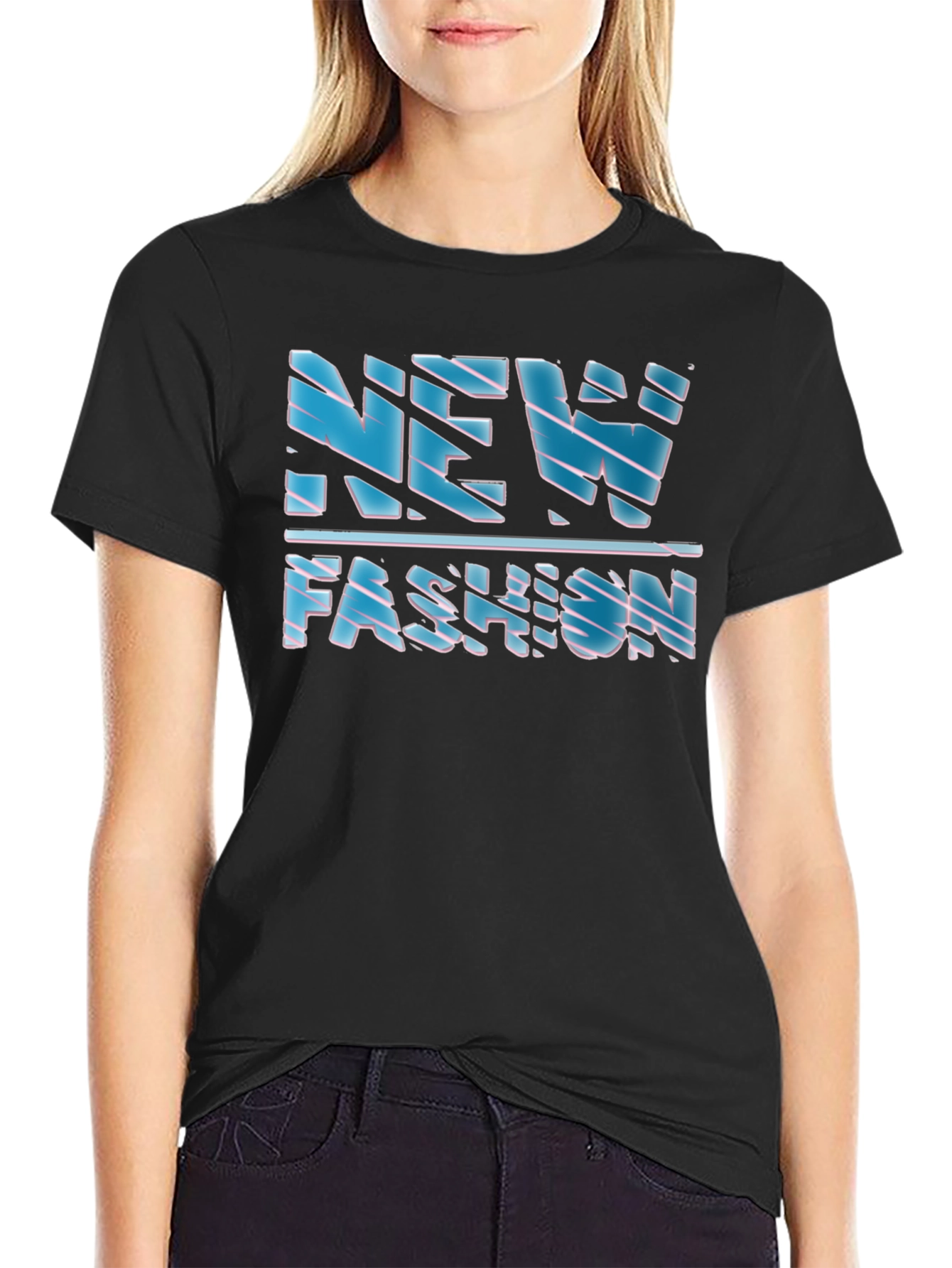 Black New Fashion Graphic Print Black T-Shirt view 2