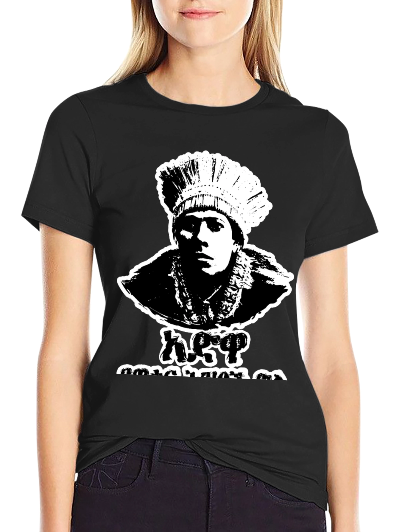 Black Vintage Style Headdress T-Shirt - Retro Cool Design view 2