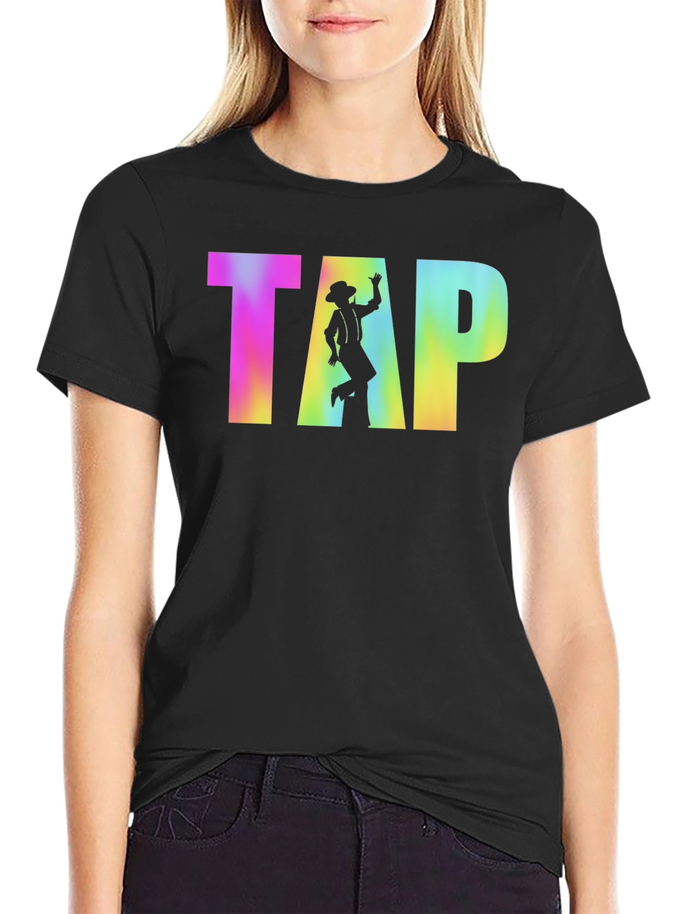 Black Retro Tap Dancer T-Shirt view 2