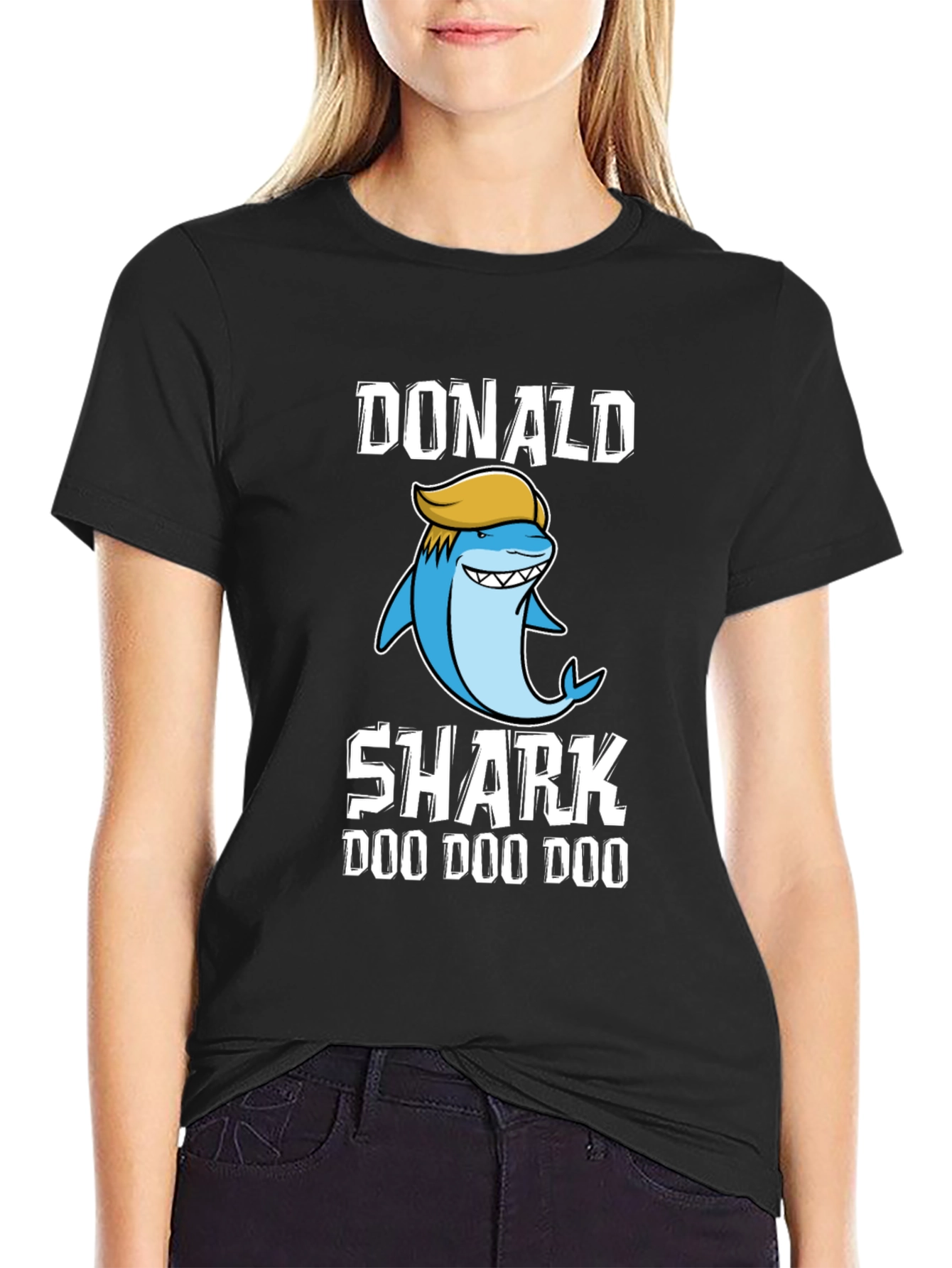 Black Donald Shark T-Shirt - Doo Doo Doo view 2