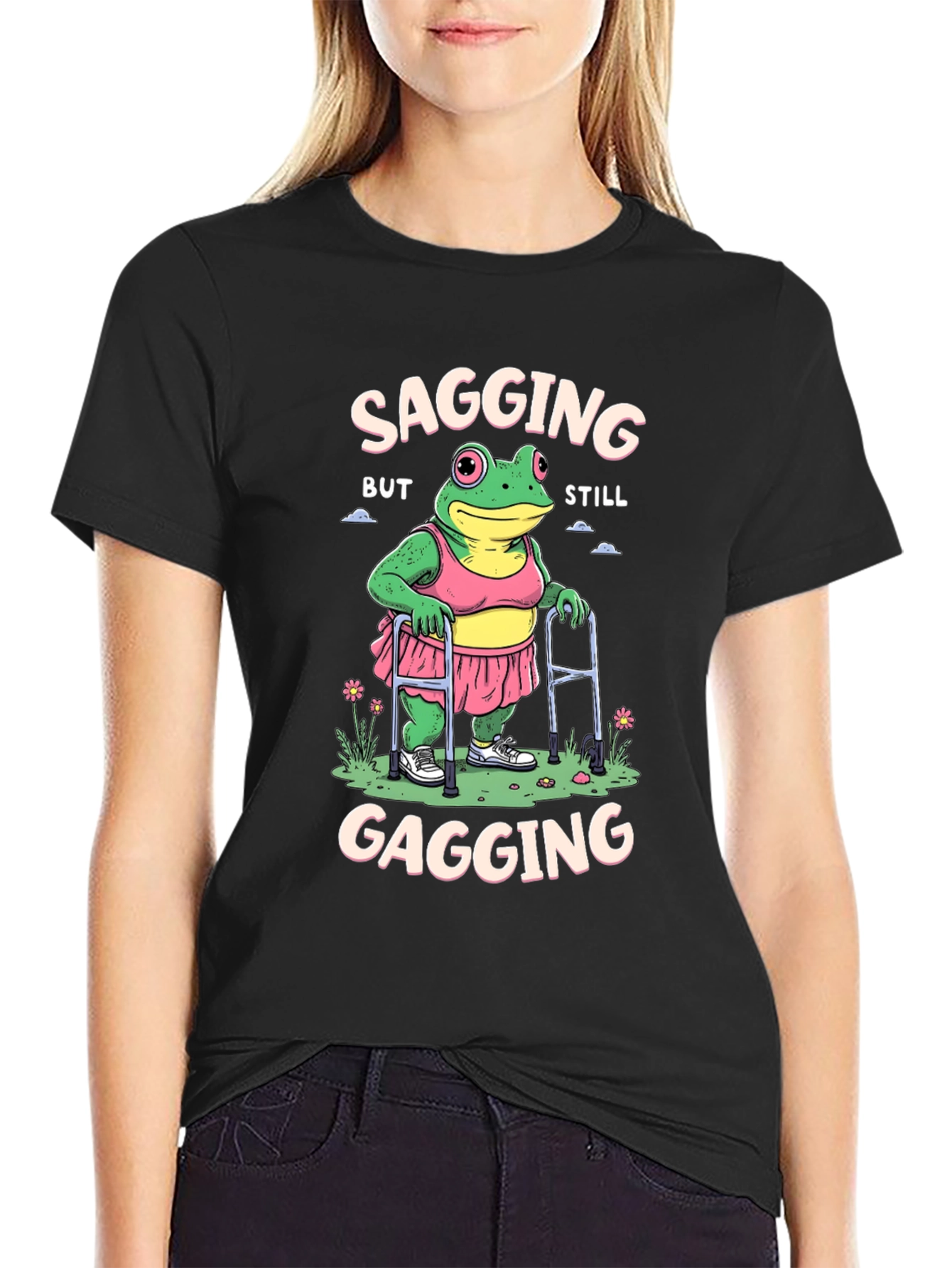 Black Sagging but Still Gagging Frog T-Shirt view 2