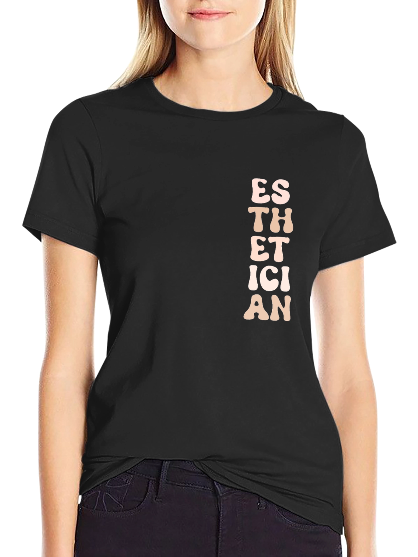 Black Esthetician T-Shirt - Cute Cosmetology Apparel view 2
