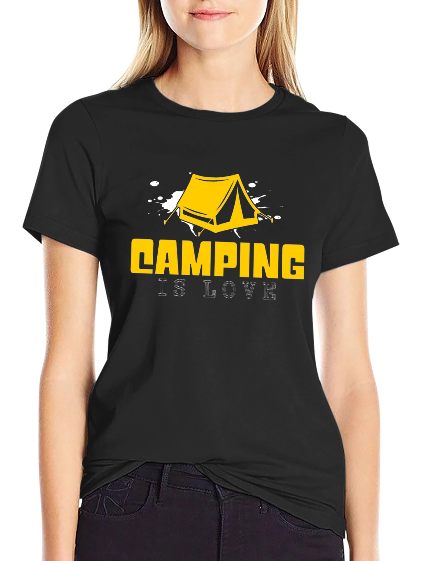 Black Camping is Love Graphic T-Shirt view 2
