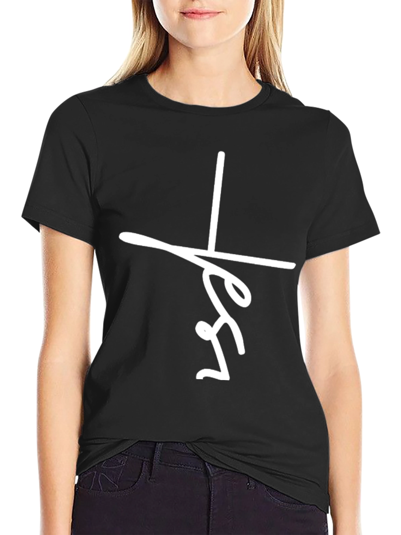 Black Yes T-Shirt - Modern Minimalist Design - Black view 2