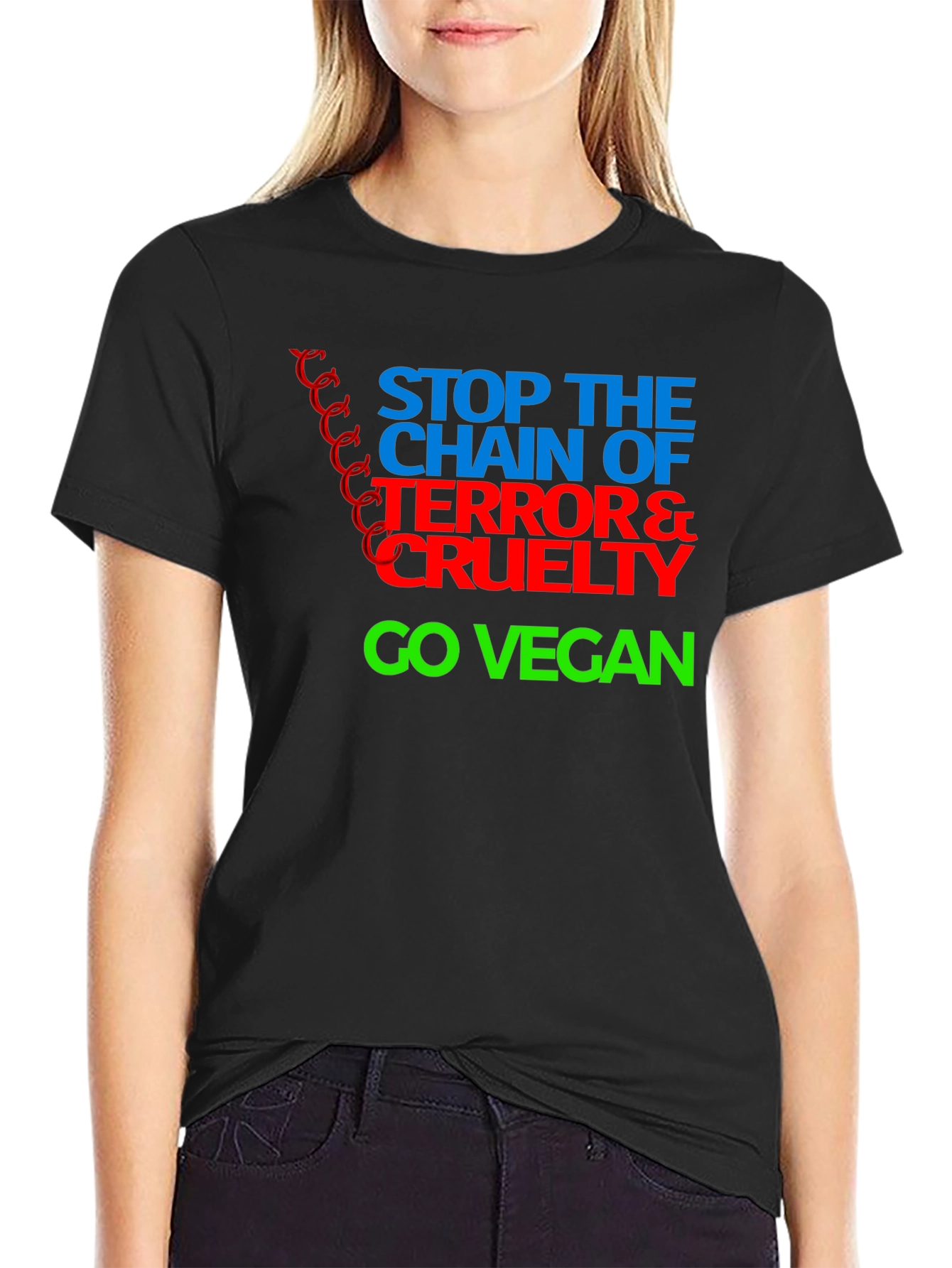 Black Stop the Chain Vegan T-Shirt view 2