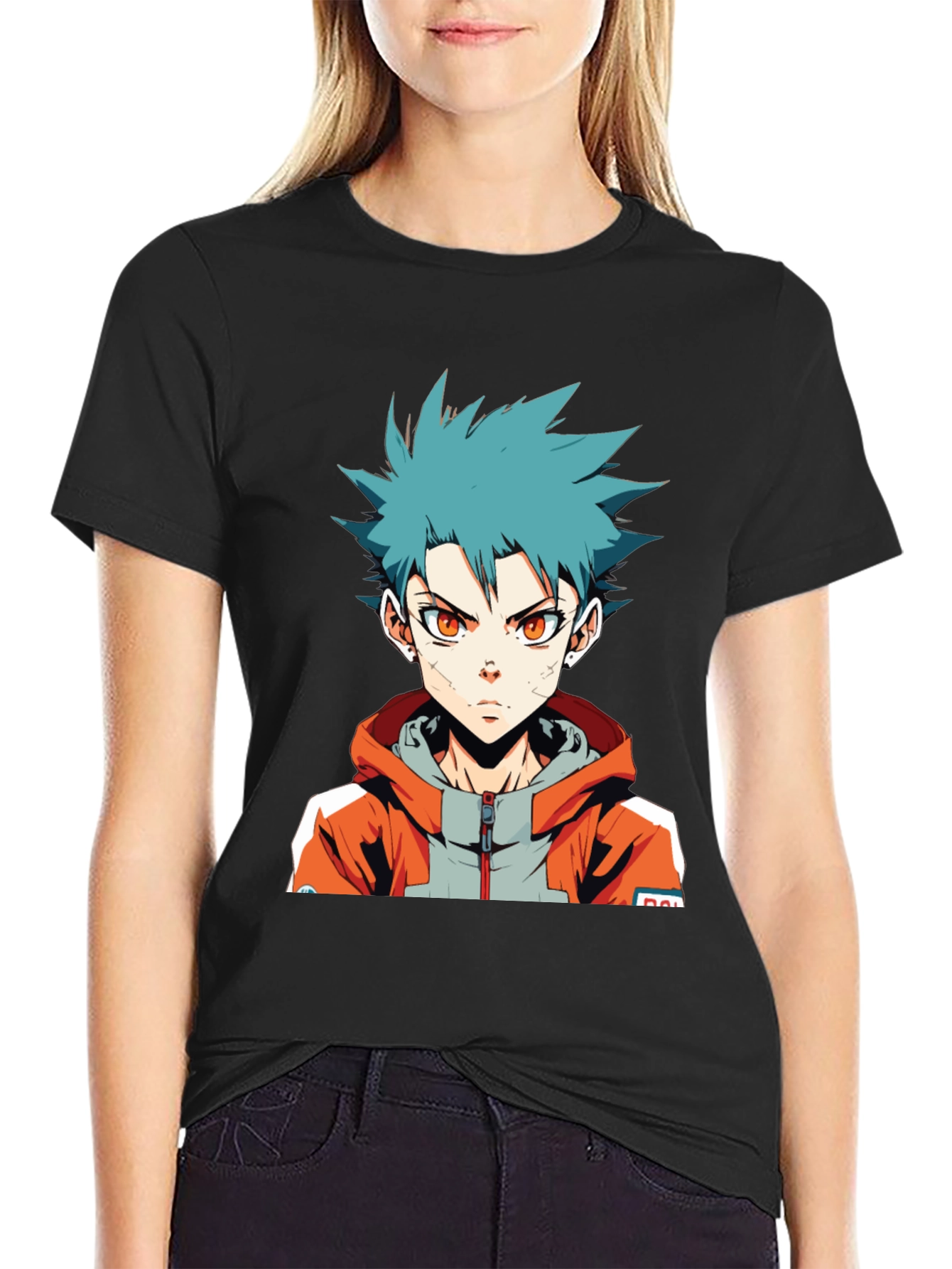 Black Anime Boy Graphic Tee - Stylish Cotton T-Shirt view 2