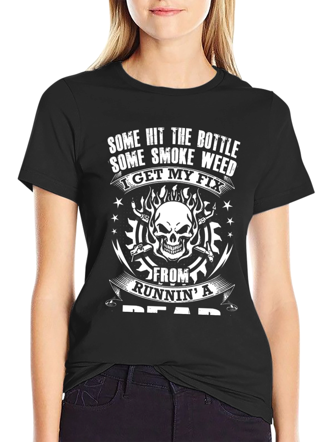 Black Skull Graphic T-Shirt - Runnin' a Dead view 2