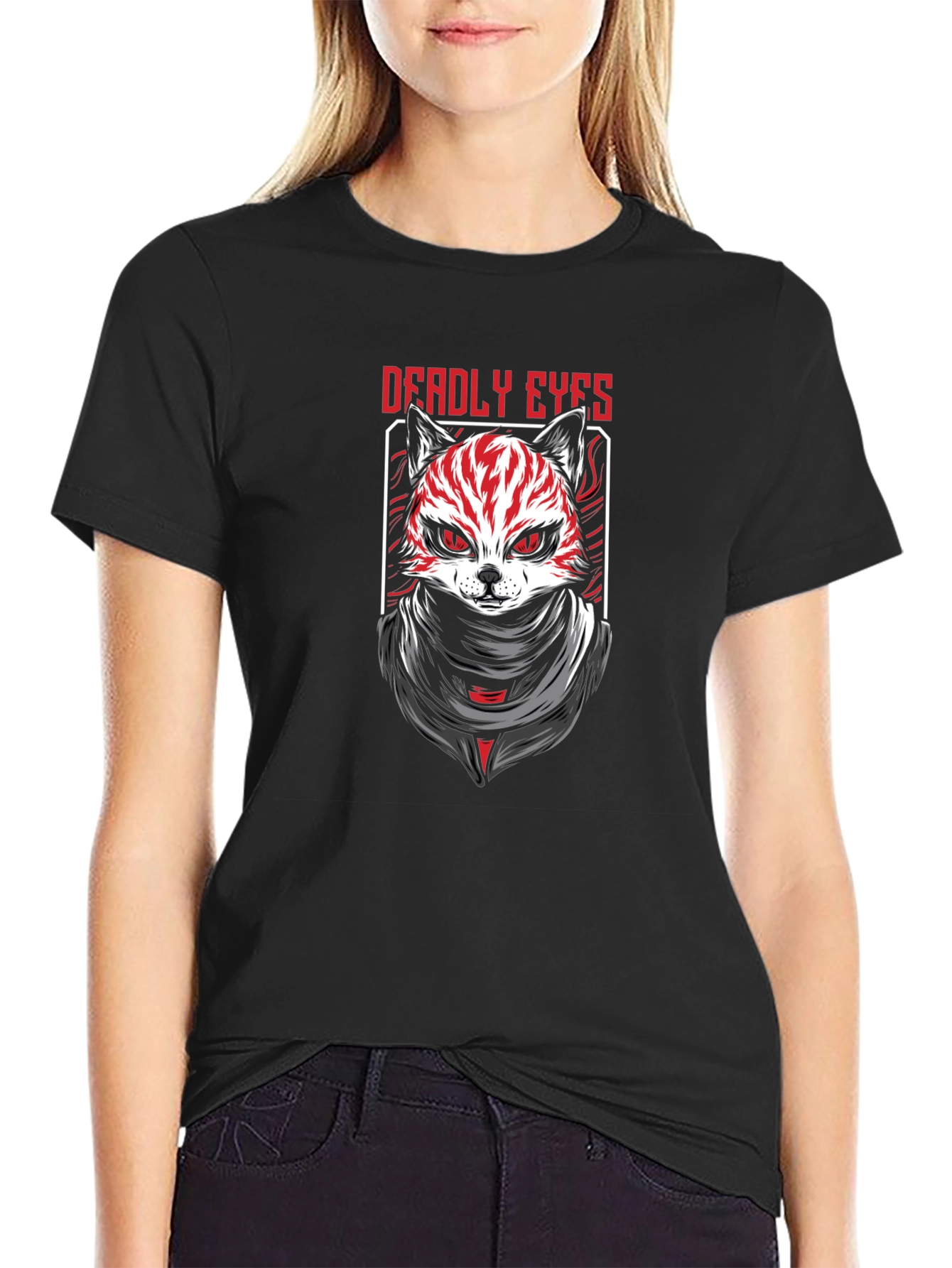 Black Deadly Eyes Graphic Tee - Men's Black T-Shirt view 2