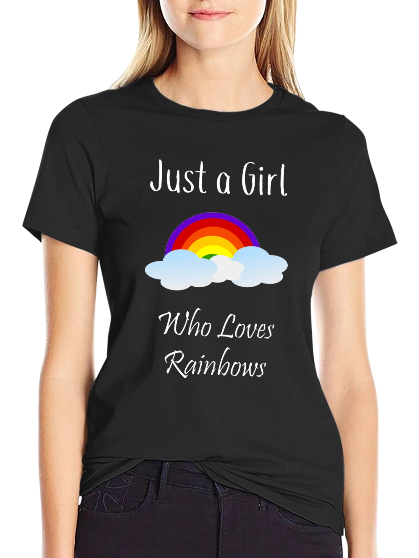 Black Rainbow Lover Women's Graphic Tee - Black view 2